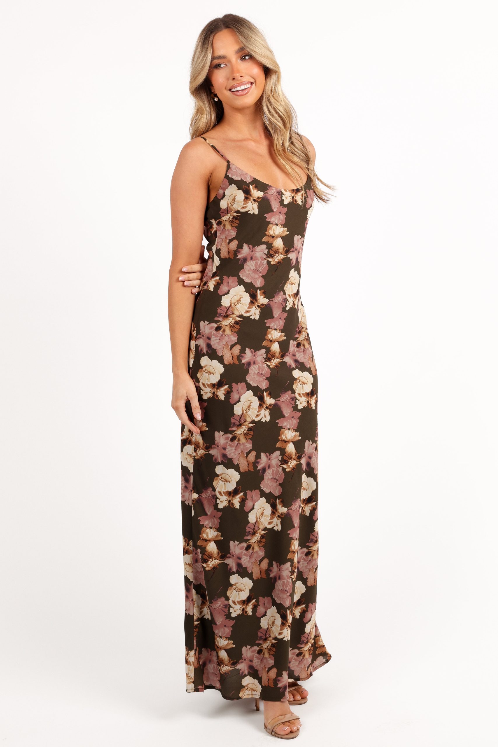 Jamie Maxi Slip Dress - Olive Floral - Image 6