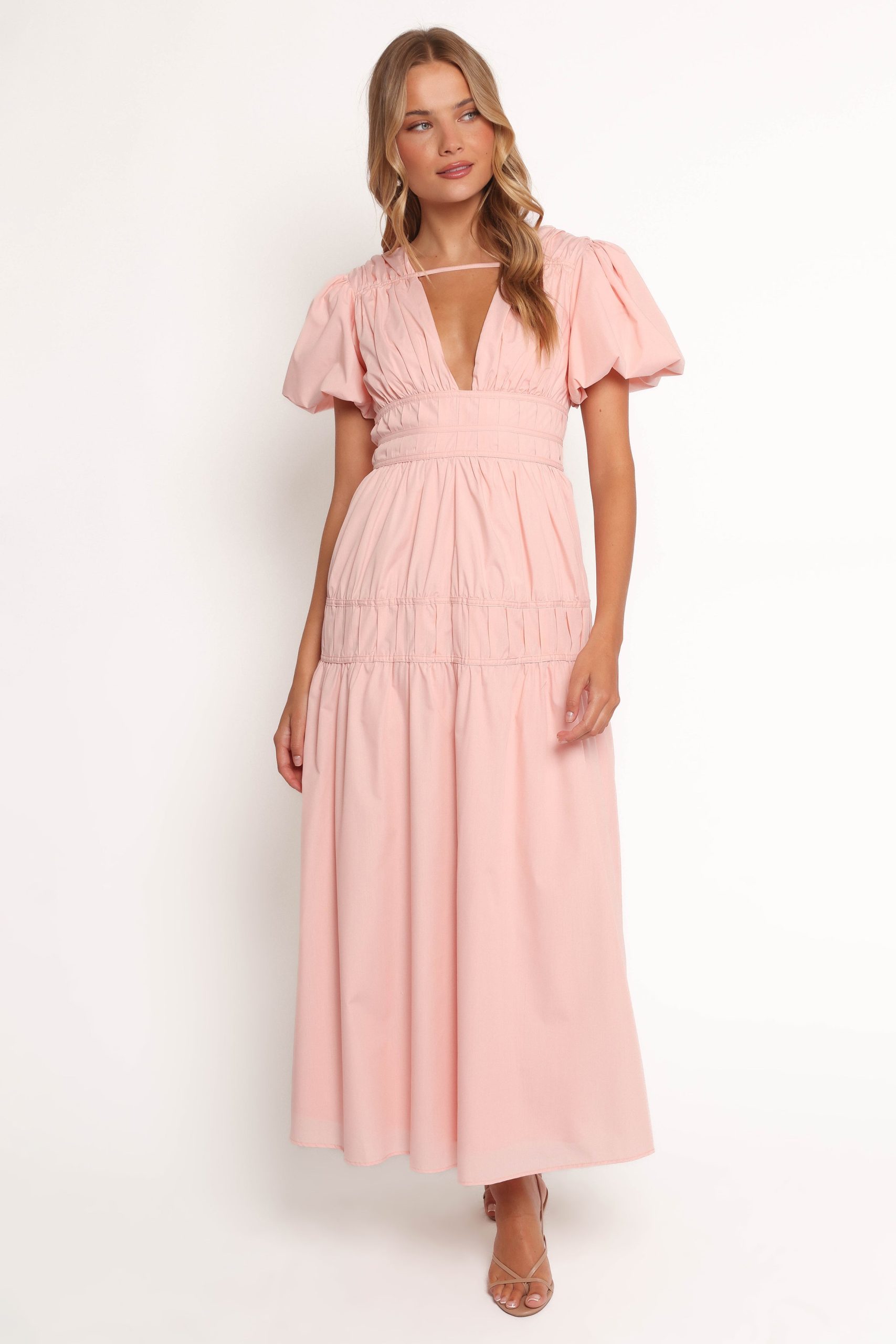 Joedy Puff Sleeve Midi Dress - Pale Pink - Image 5