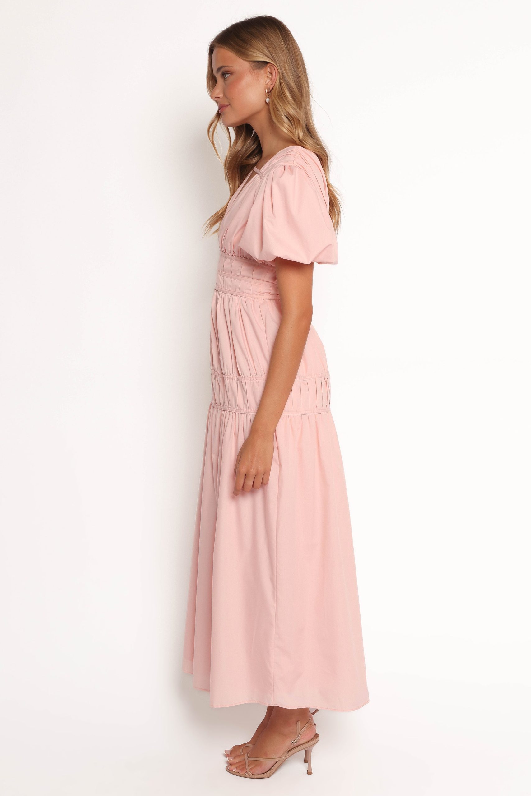 Joedy Puff Sleeve Midi Dress - Pale Pink - Image 6