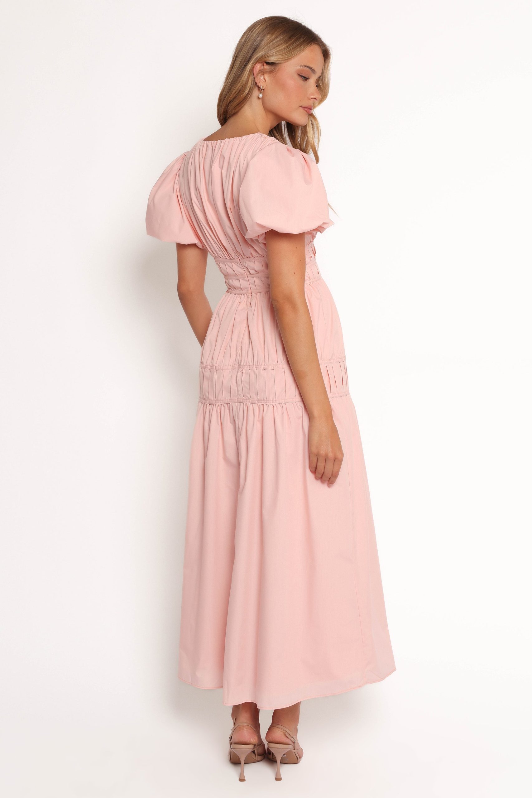 Joedy Puff Sleeve Midi Dress - Pale Pink - Image 4