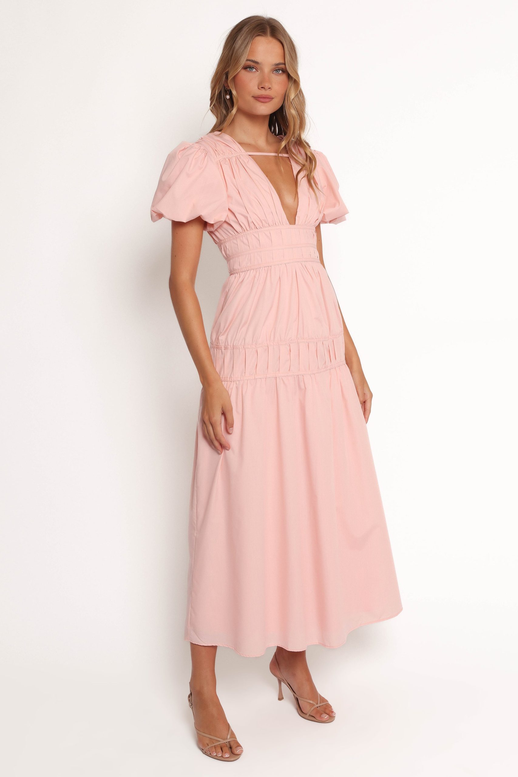 Joedy Puff Sleeve Midi Dress - Pale Pink - Image 2