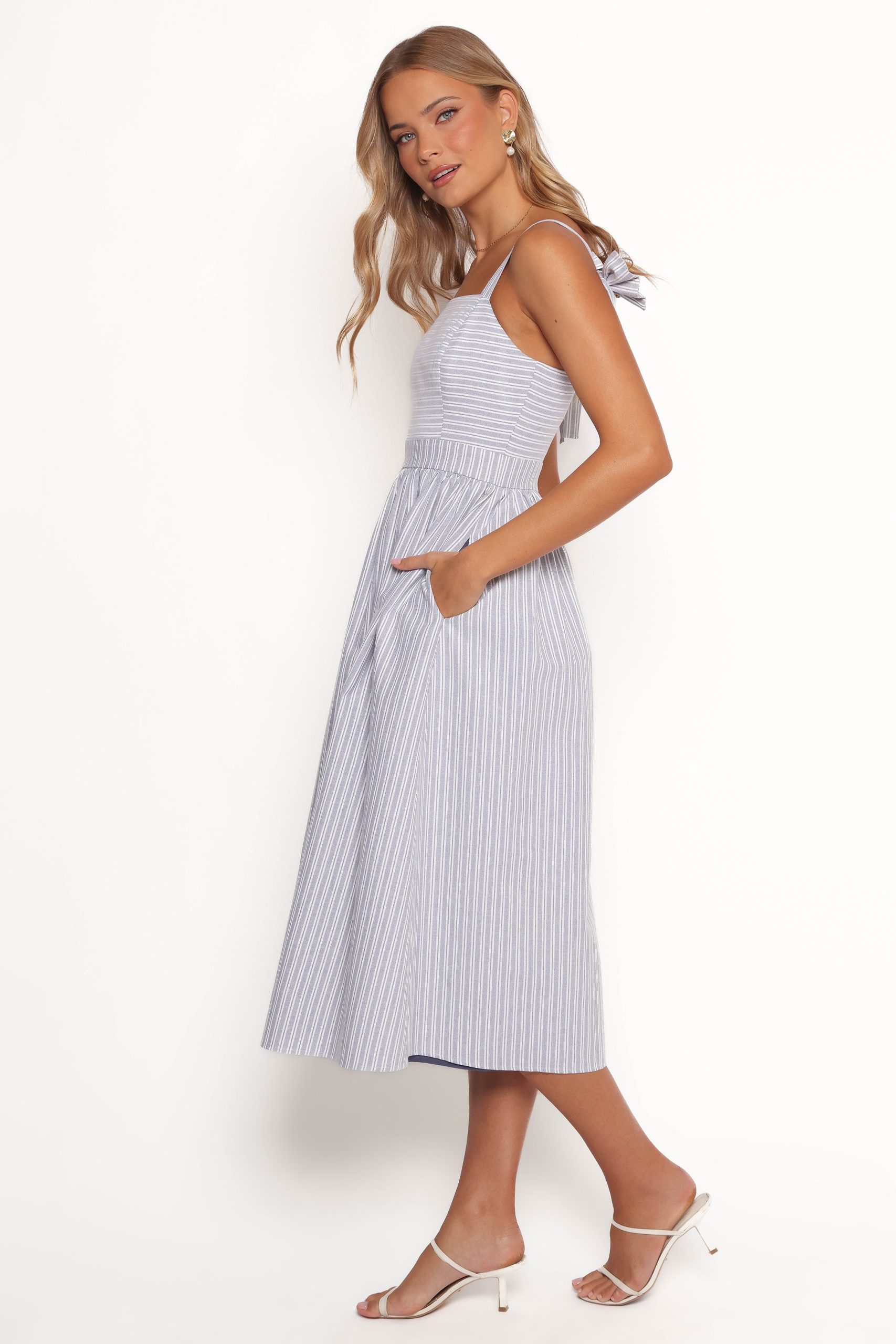 Johanna Midi Dress - Grey/White - Image 3