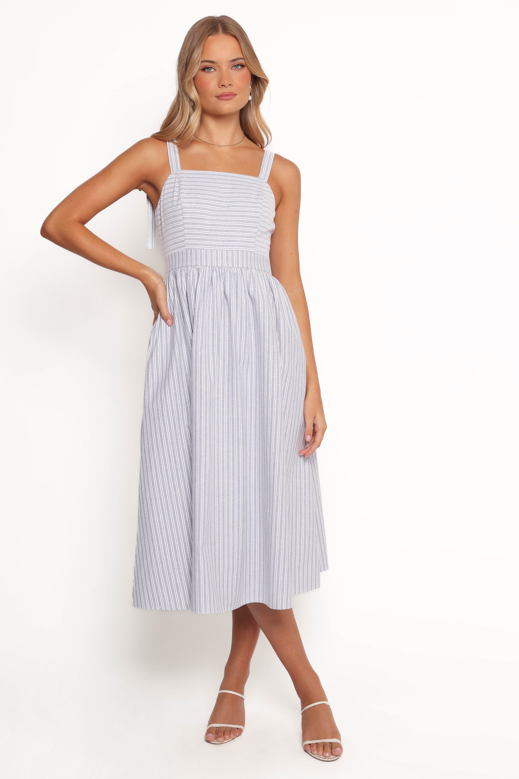 Johanna Midi Dress - Grey/White - Image 2