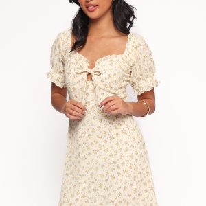 Joss Mini Dress - Cream Yellow