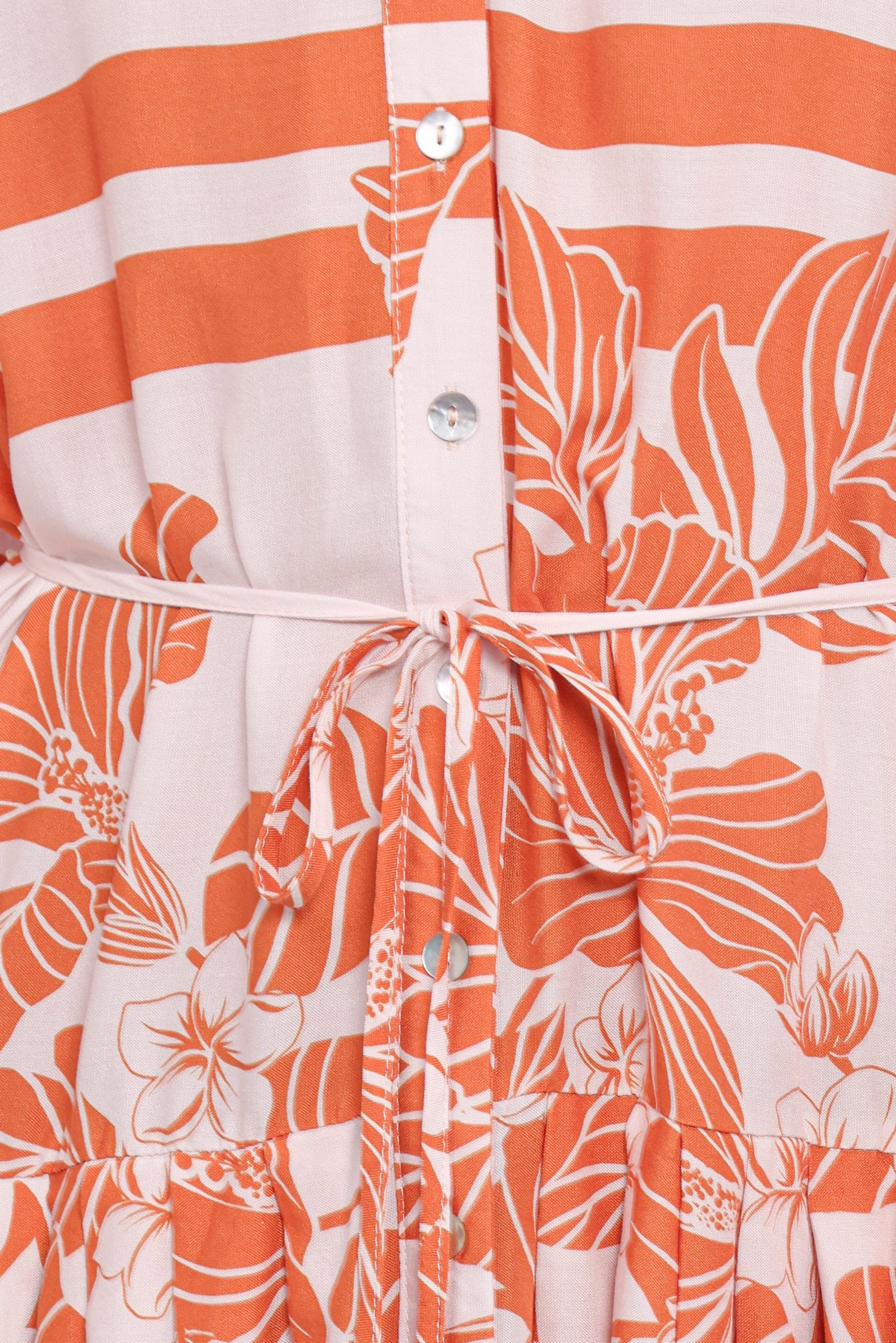Jules Long Sleeve Dress - White/Orange - Image 6