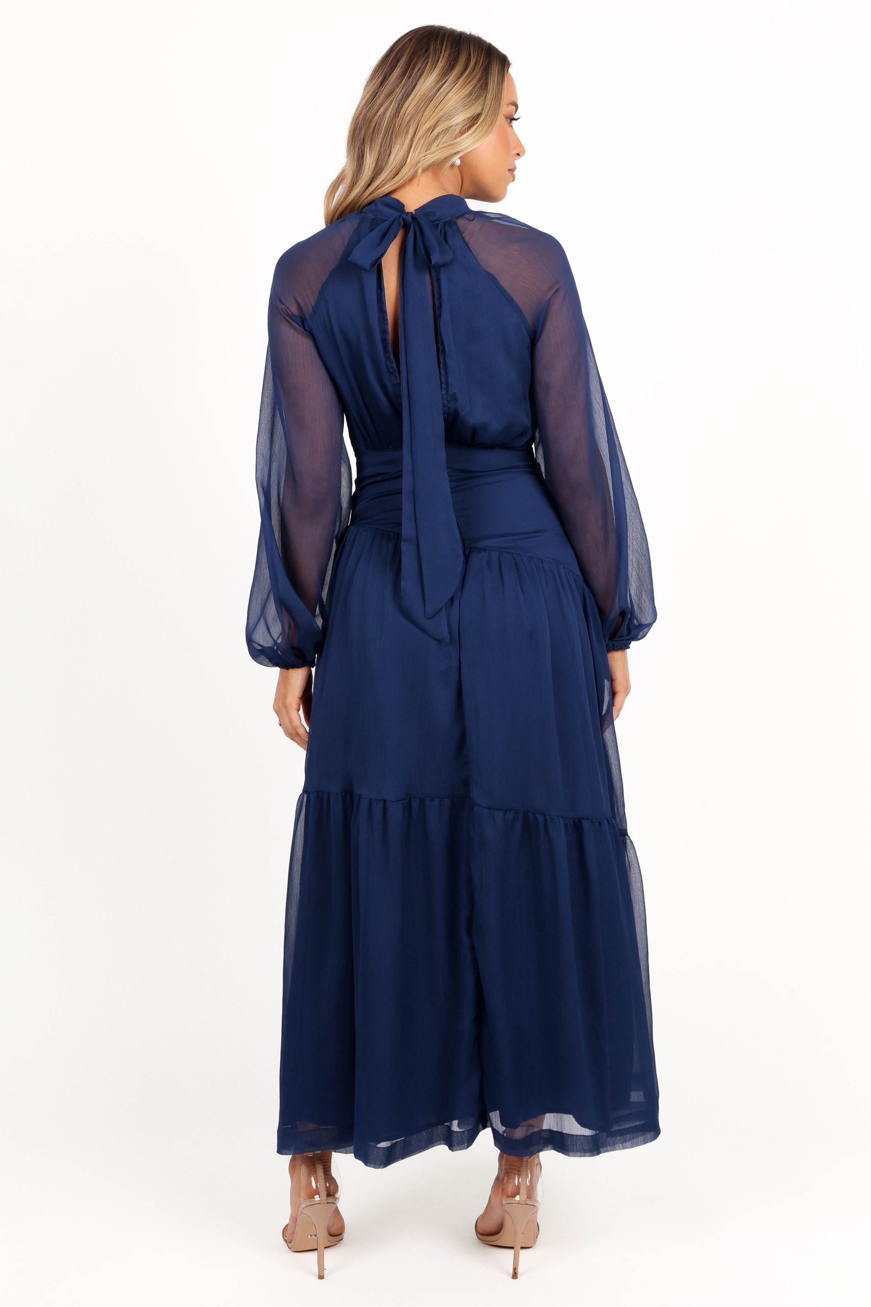 Julip Sheer Long Sleeve Maxi Dress - Navy - Image 6