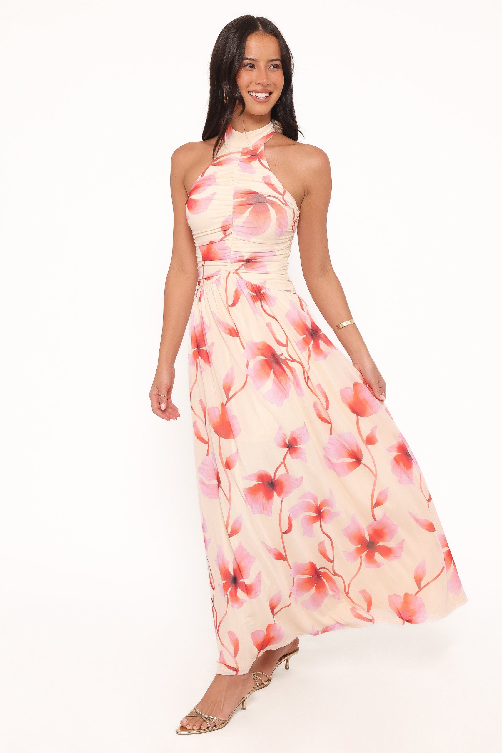 Kaira Halterneck Maxi Dress - Pink Floral - Image 4