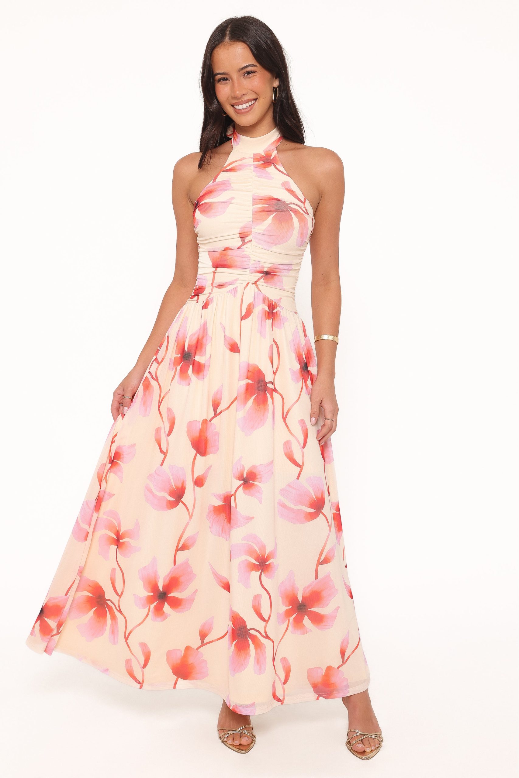 Kaira Halterneck Maxi Dress - Pink Floral - Image 2