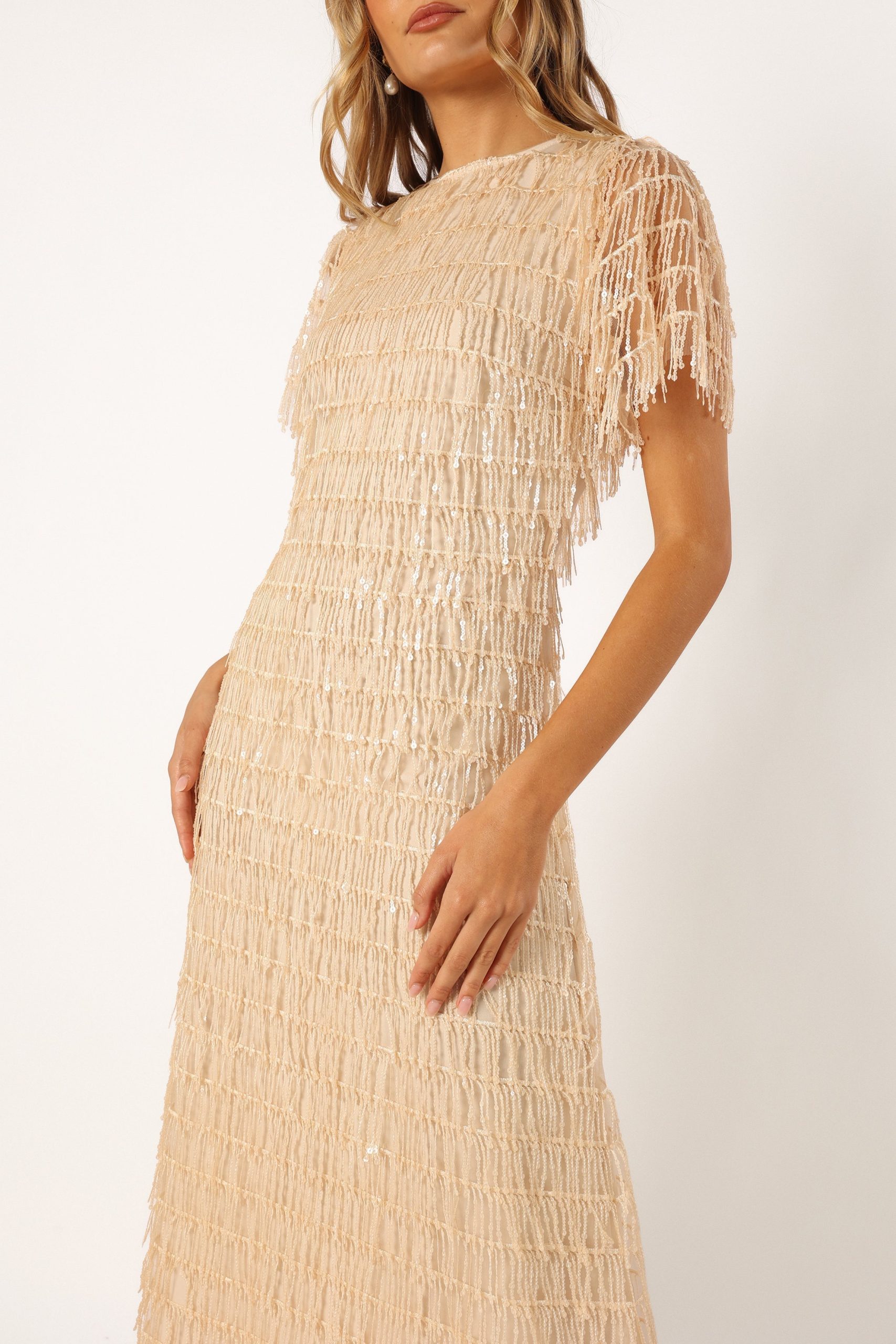 Kala Textured Maxi Dress - Beige - Image 2