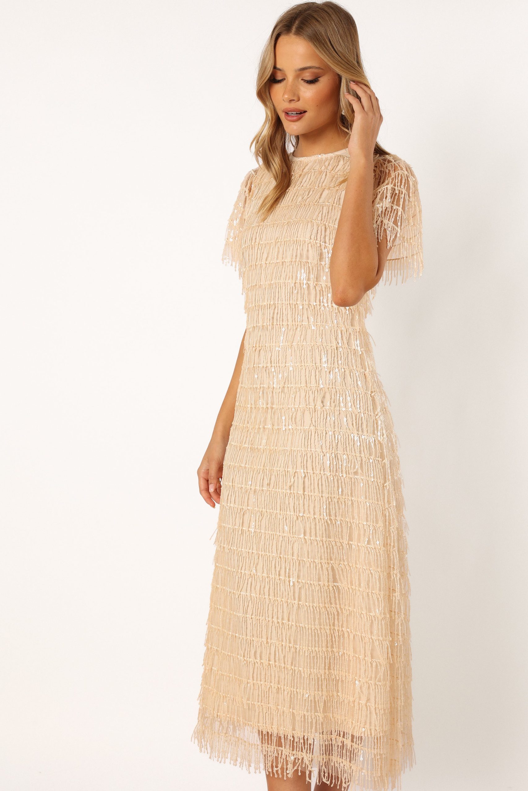 Kala Textured Maxi Dress - Beige - Image 5