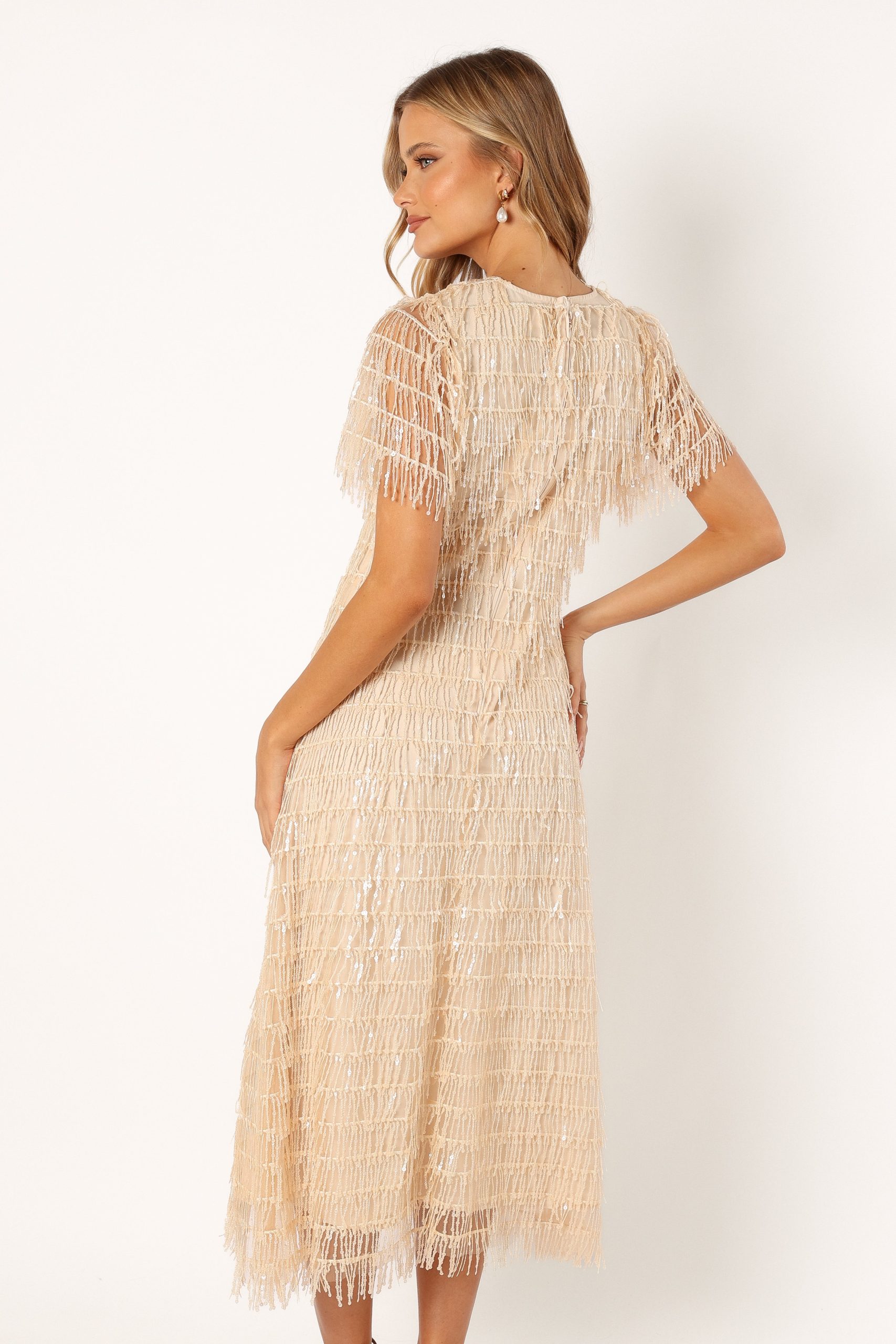 Kala Textured Maxi Dress - Beige - Image 4