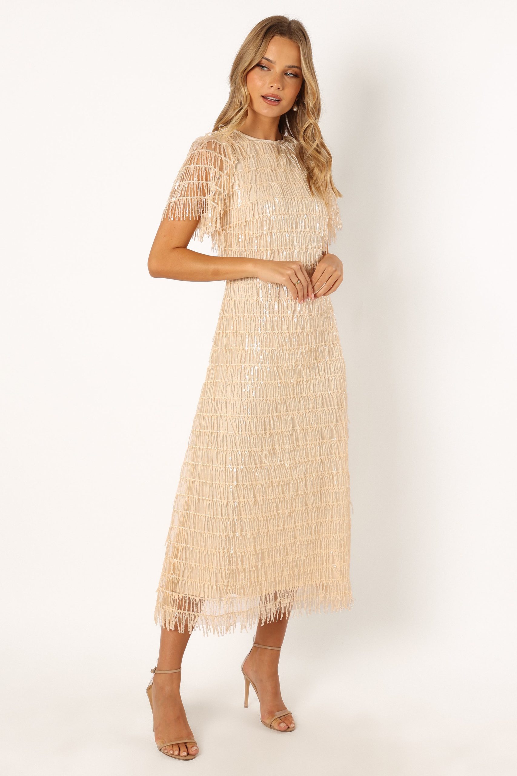 Kala Textured Maxi Dress - Beige - Image 6
