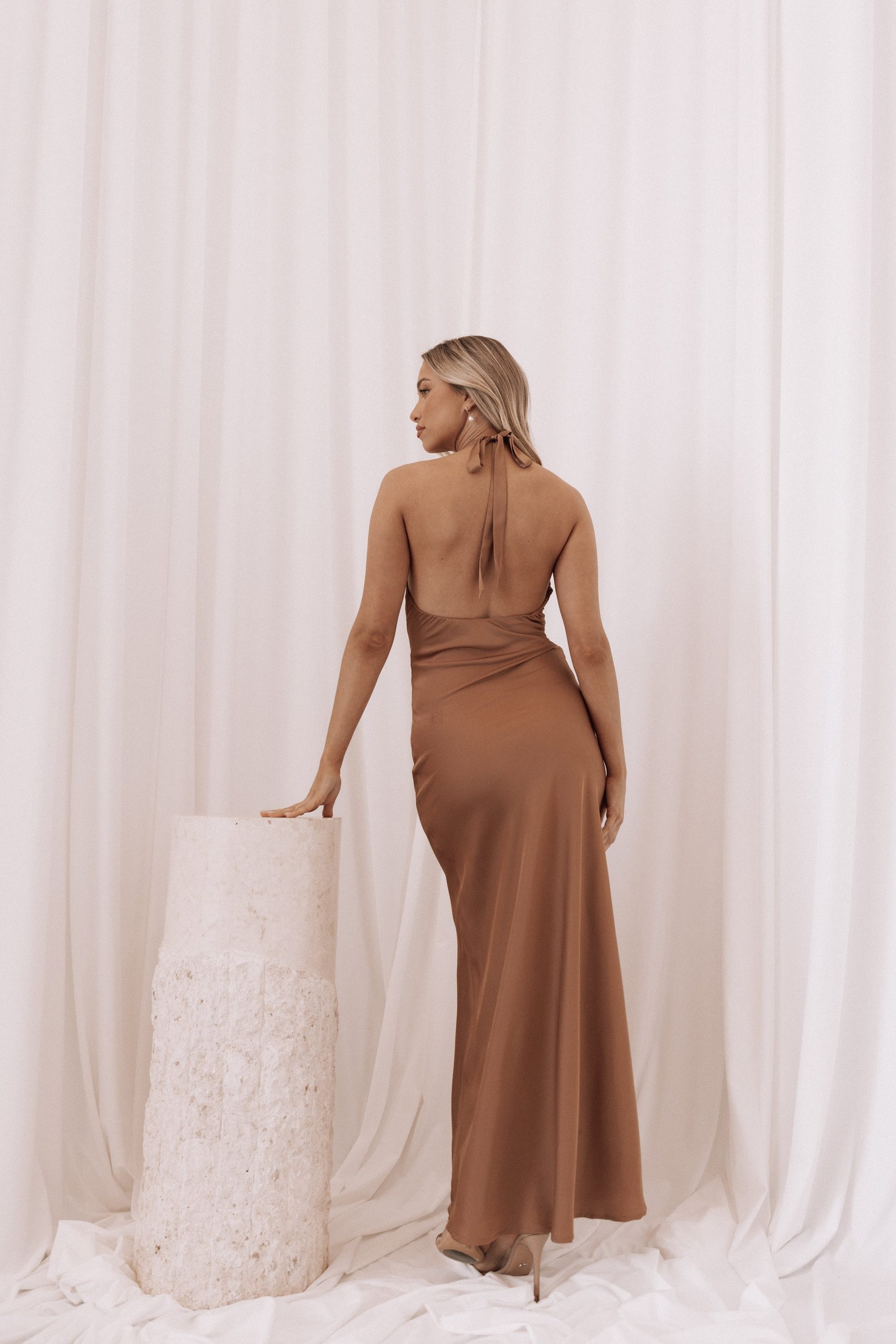 Kalina Halterneck Maxi Dress - Bronze - Image 2