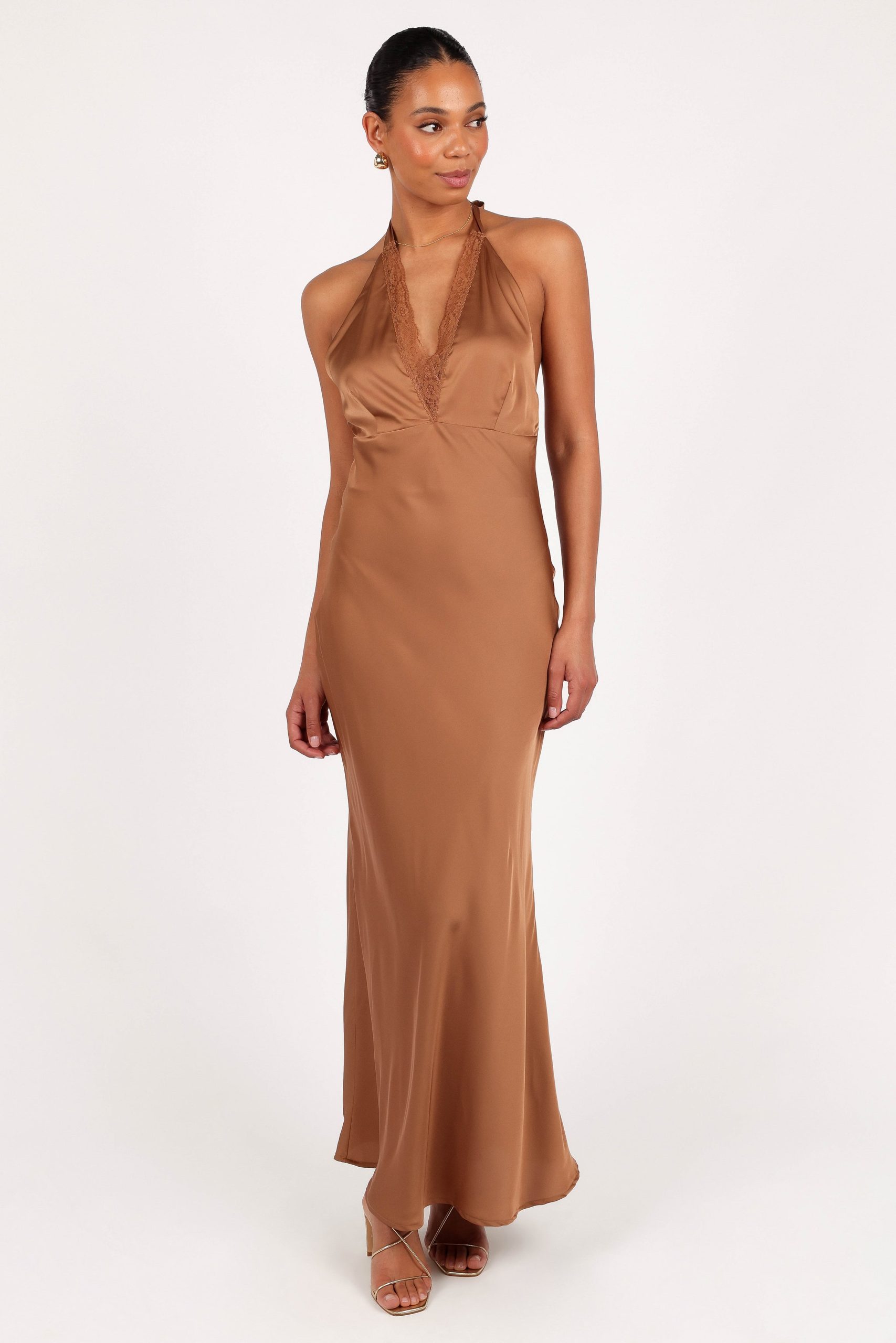 Kalina Halterneck Maxi Dress - Bronze - Image 3
