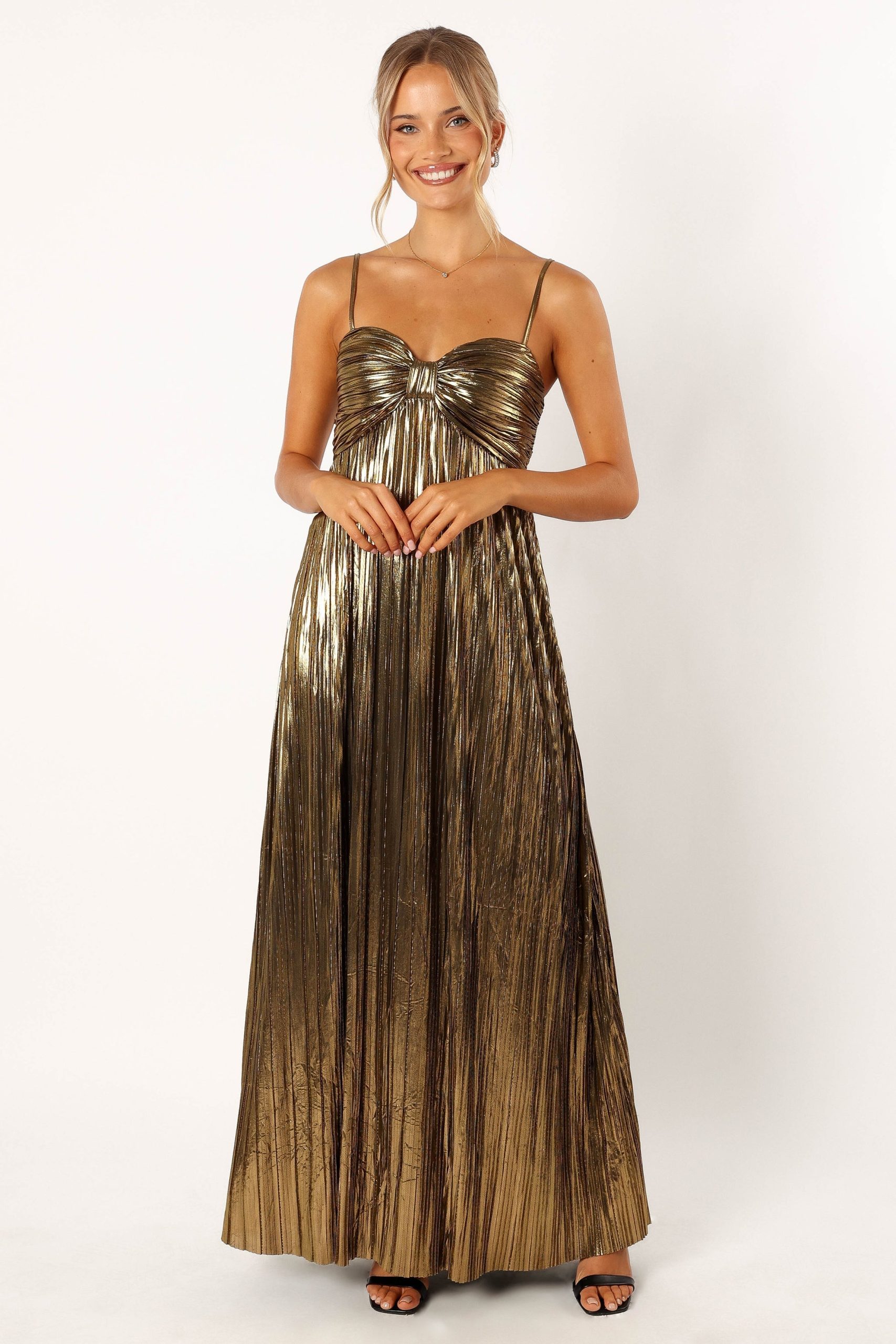 Kanthro Pleated Maxi Dress - Gold - Image 2