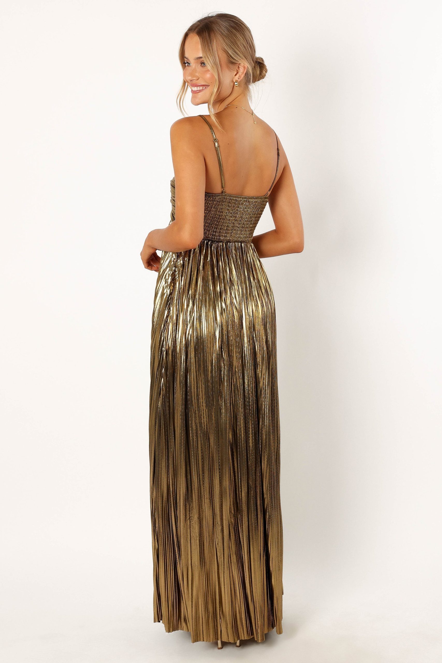 Kanthro Pleated Maxi Dress - Gold - Image 5