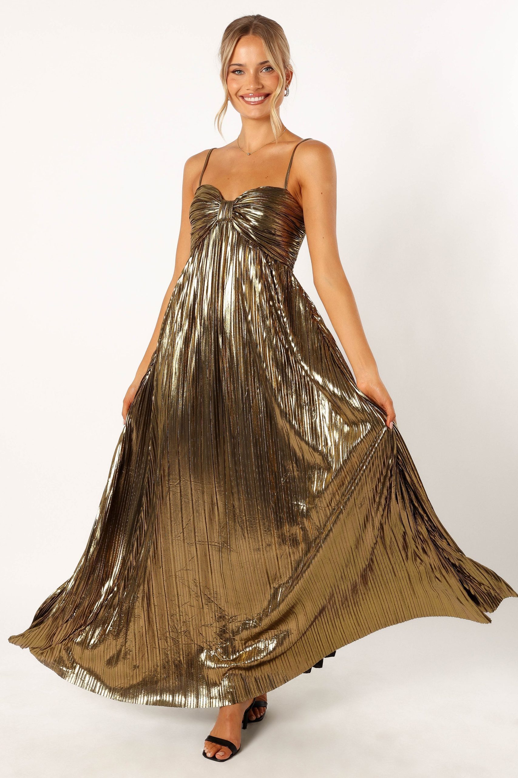Kanthro Pleated Maxi Dress - Gold - Image 8