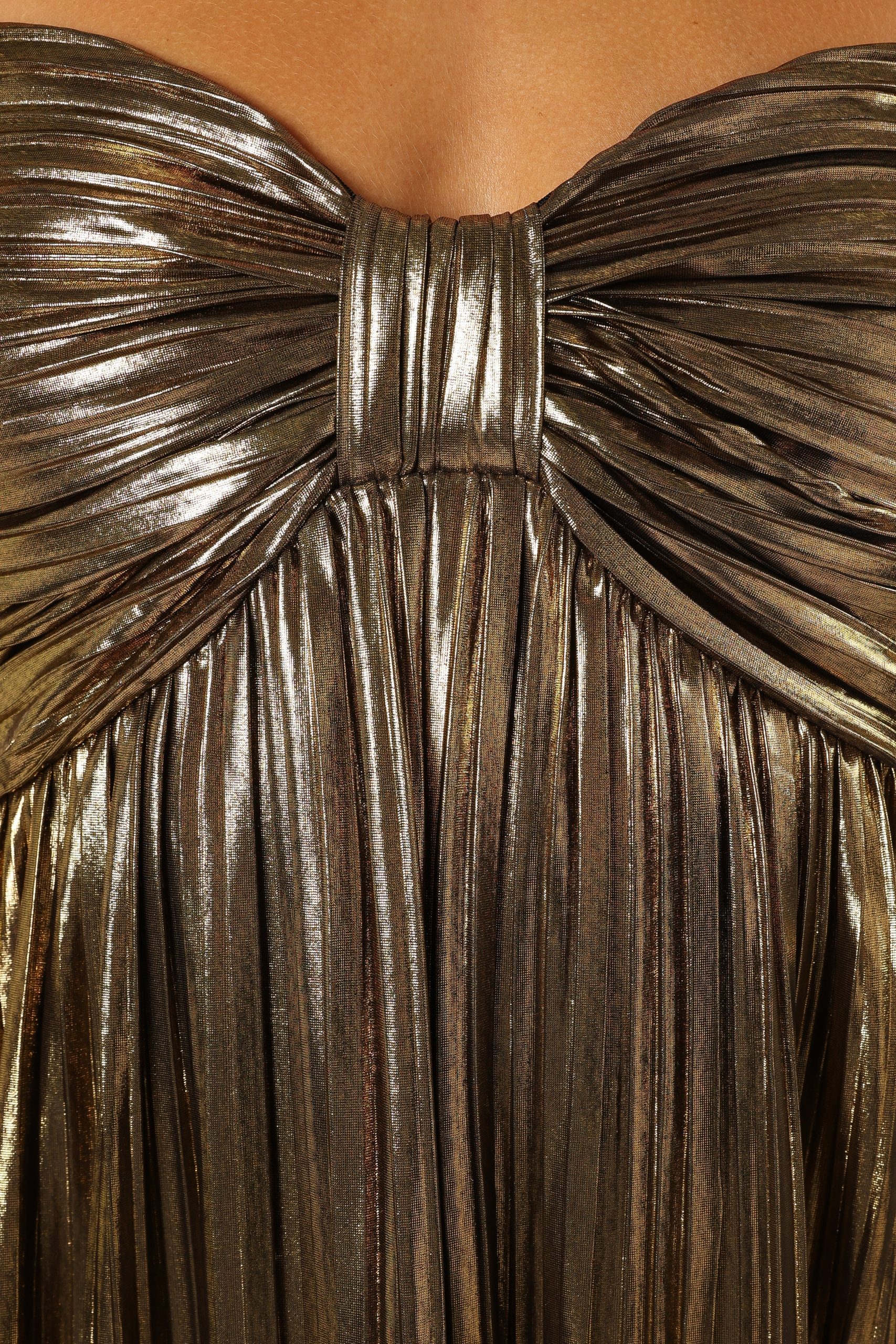 Kanthro Pleated Maxi Dress - Gold - Image 7
