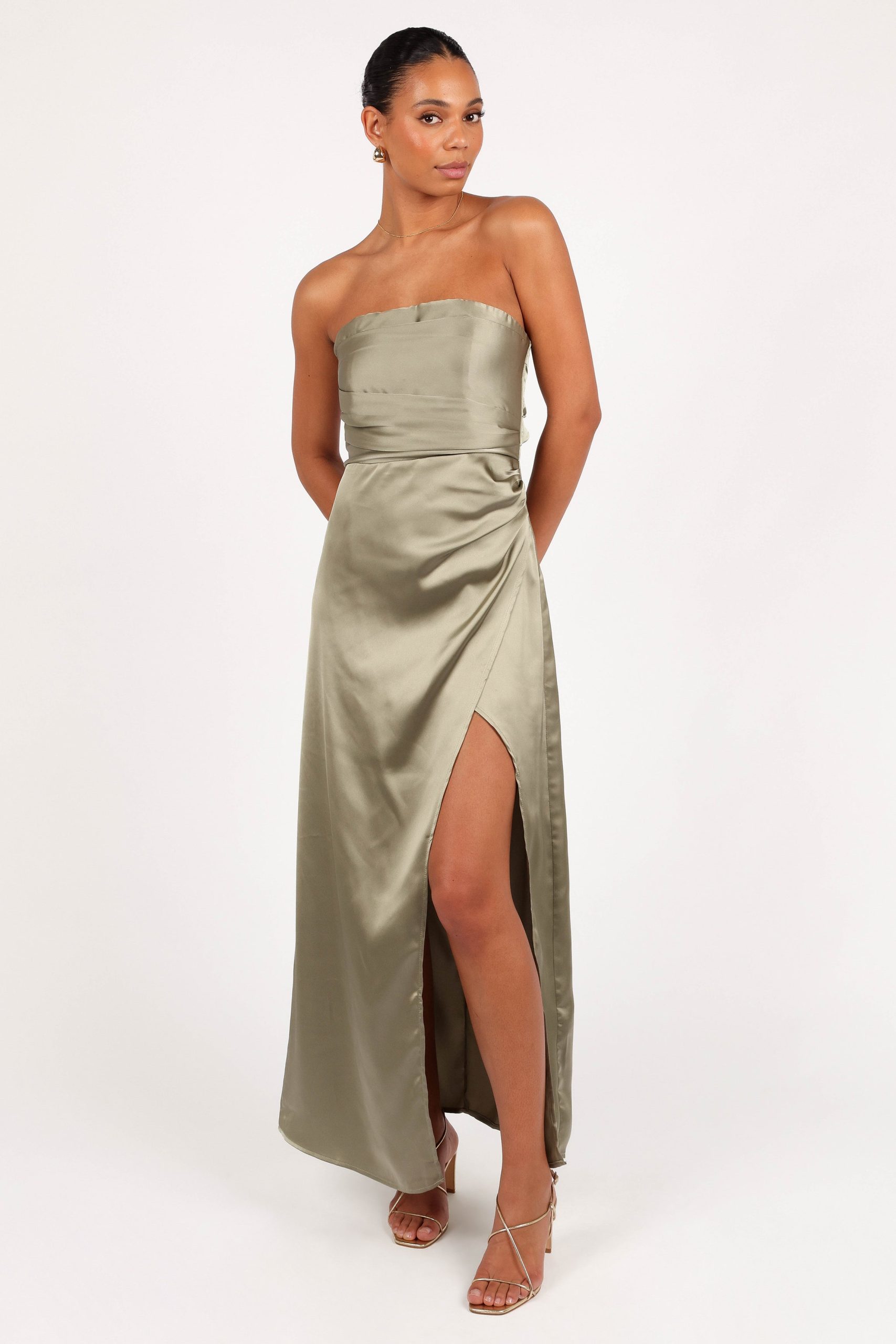 Kara Strapless Maxi Dress - Olive - Image 2
