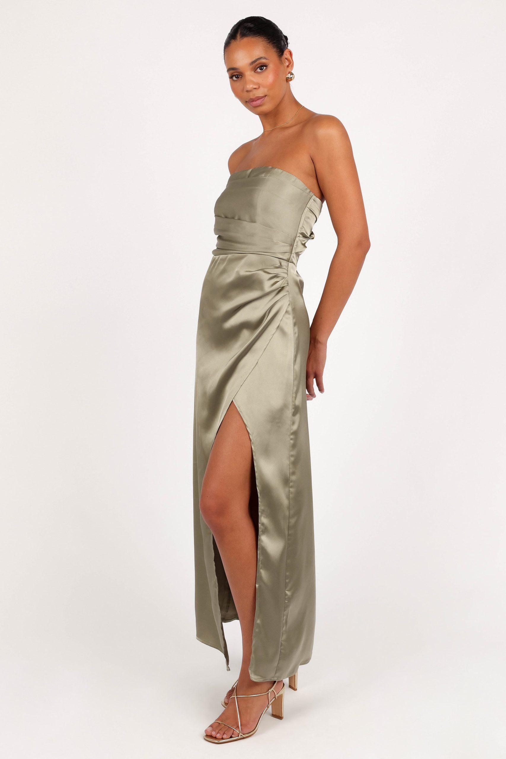 Kara Strapless Maxi Dress - Olive - Image 3