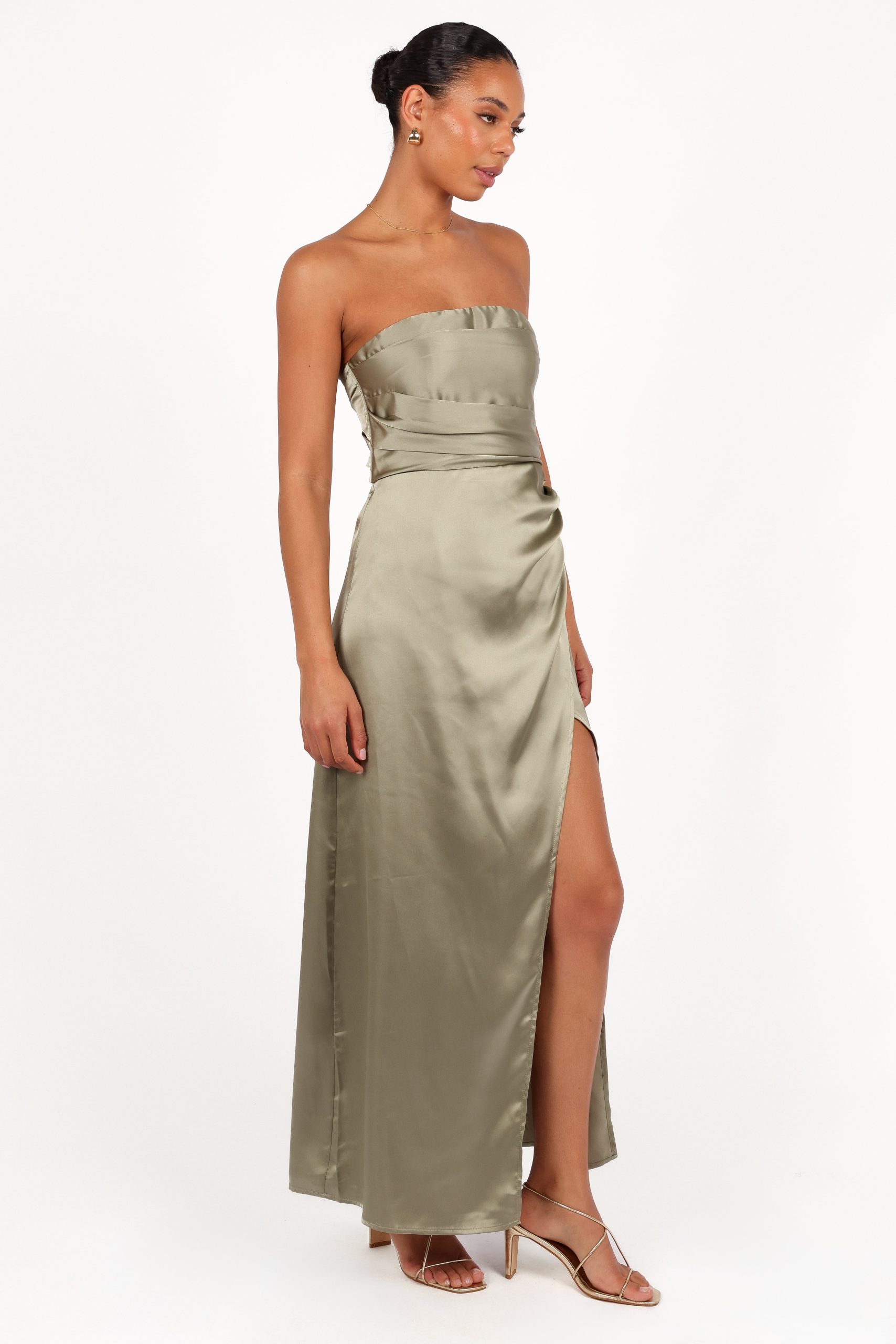 Kara Strapless Maxi Dress - Olive - Image 5
