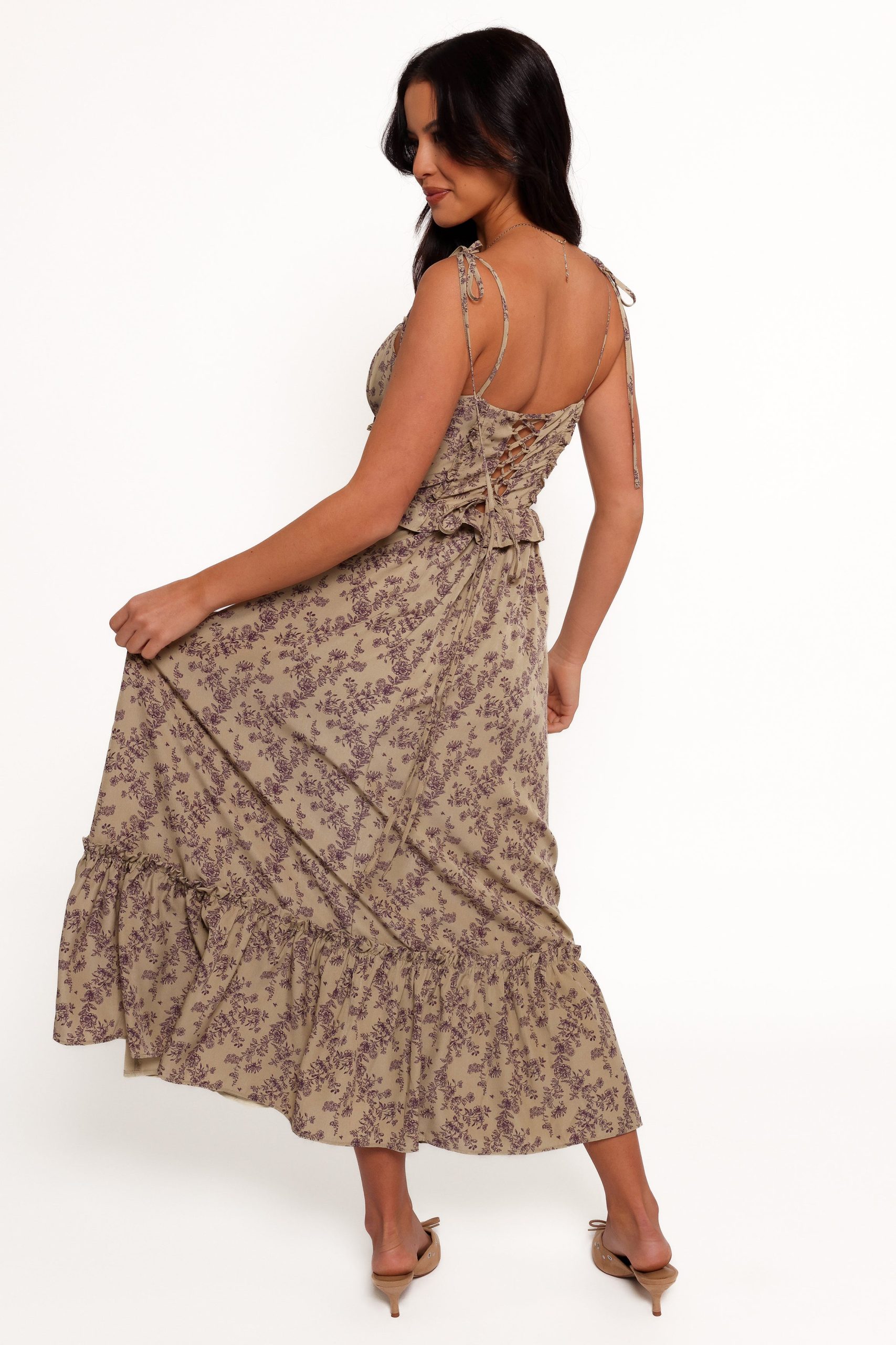 Karie Midi Dress - Olive/Dark Purple - Image 4