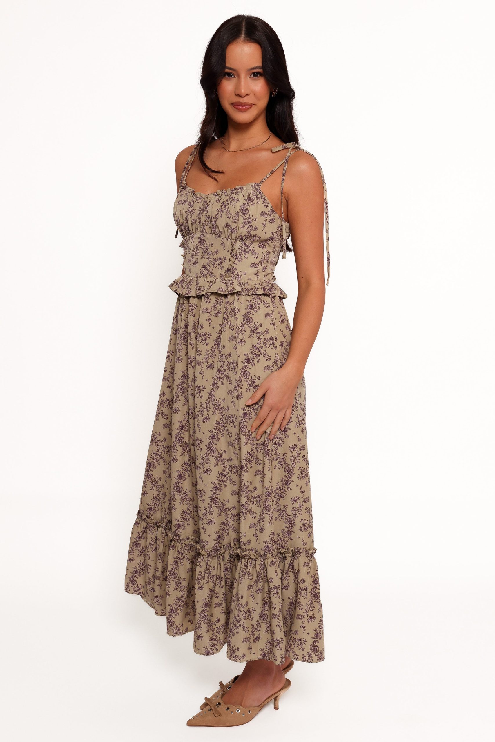 Karie Midi Dress - Olive/Dark Purple - Image 6
