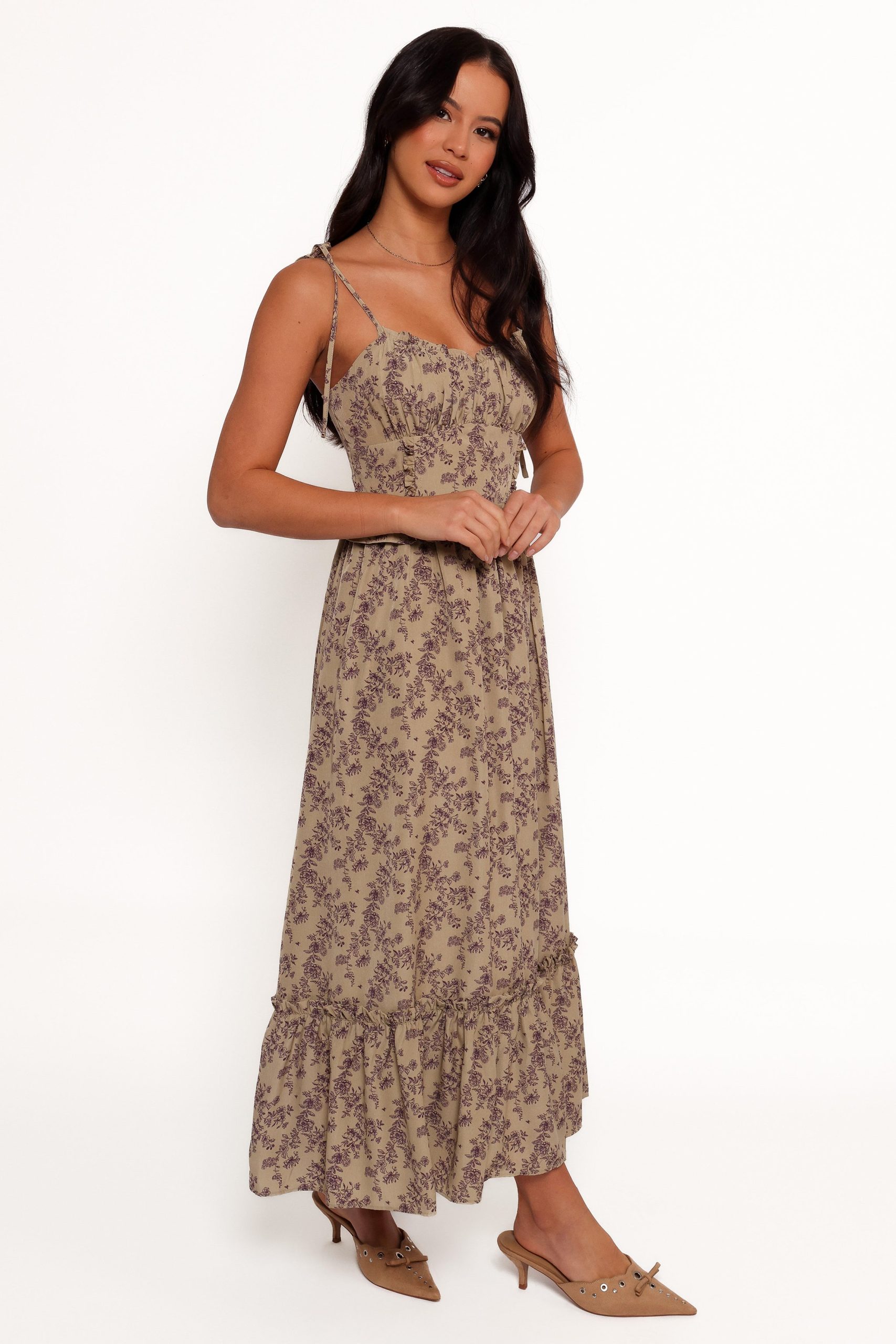 Karie Midi Dress - Olive/Dark Purple - Image 7