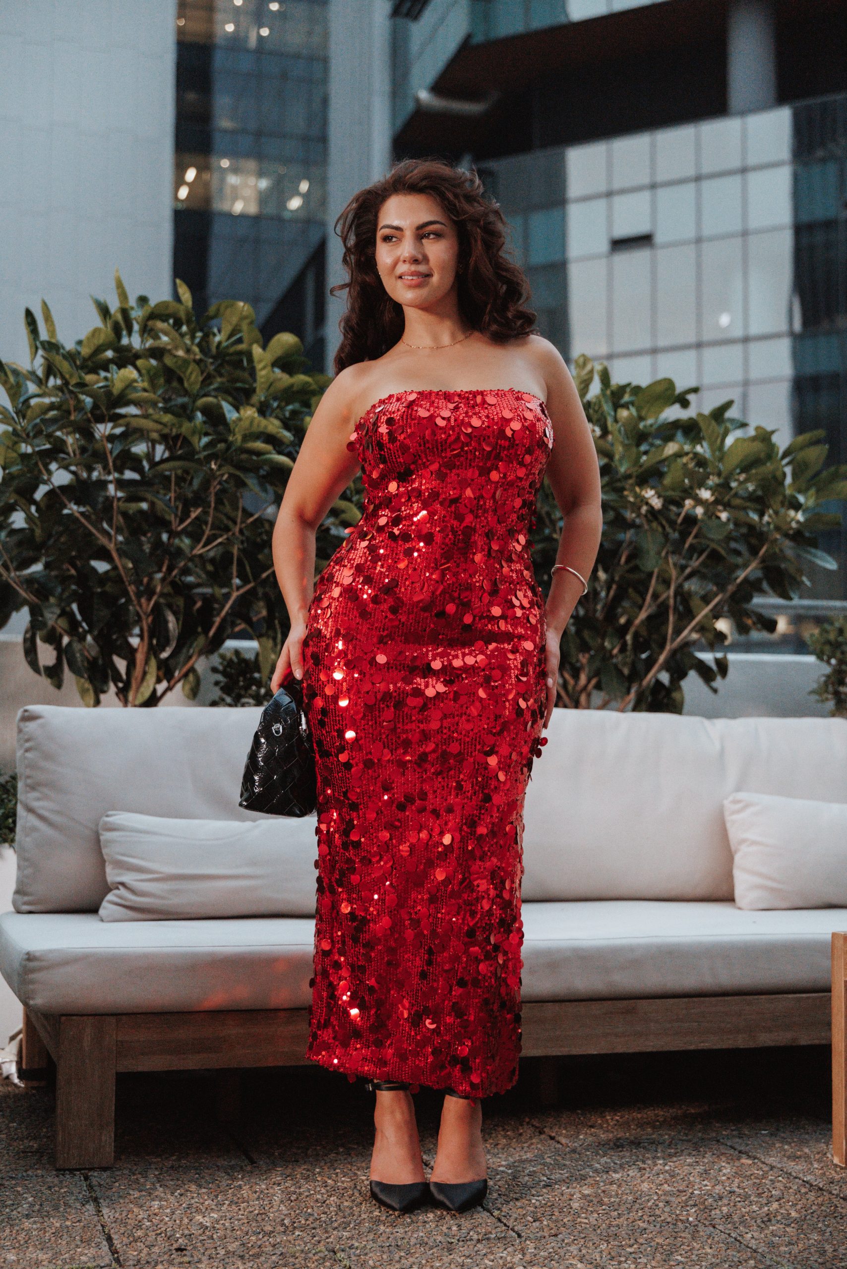 Karlie Strapless Sequin Maxi Dress - Red - Image 7