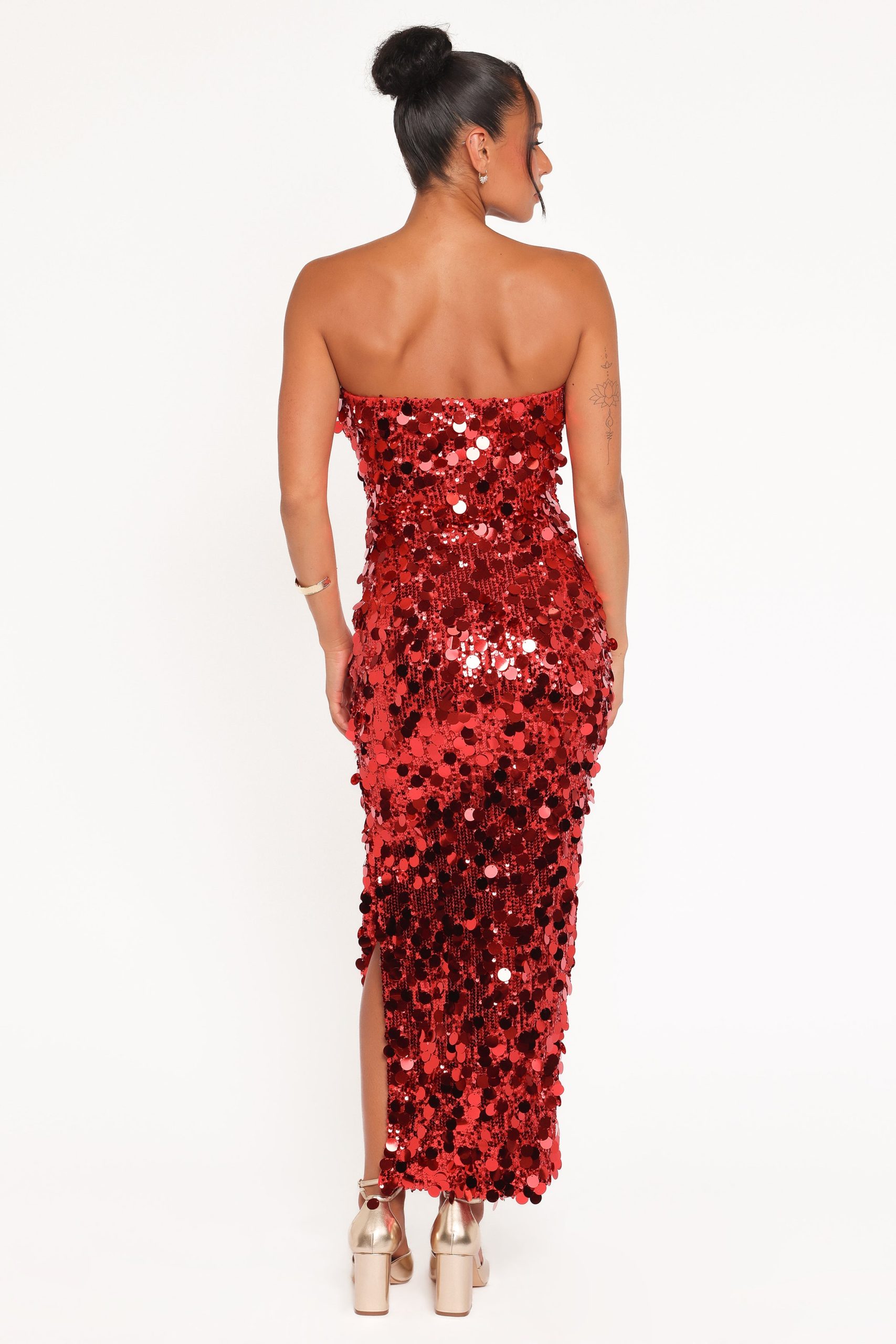 Karlie Strapless Sequin Maxi Dress - Red - Image 5