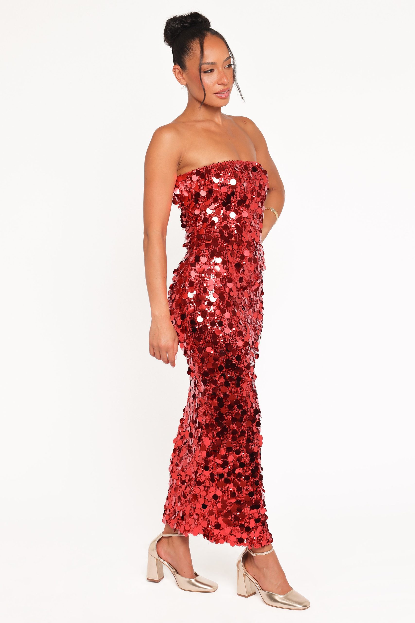Karlie Strapless Sequin Maxi Dress - Red - Image 4