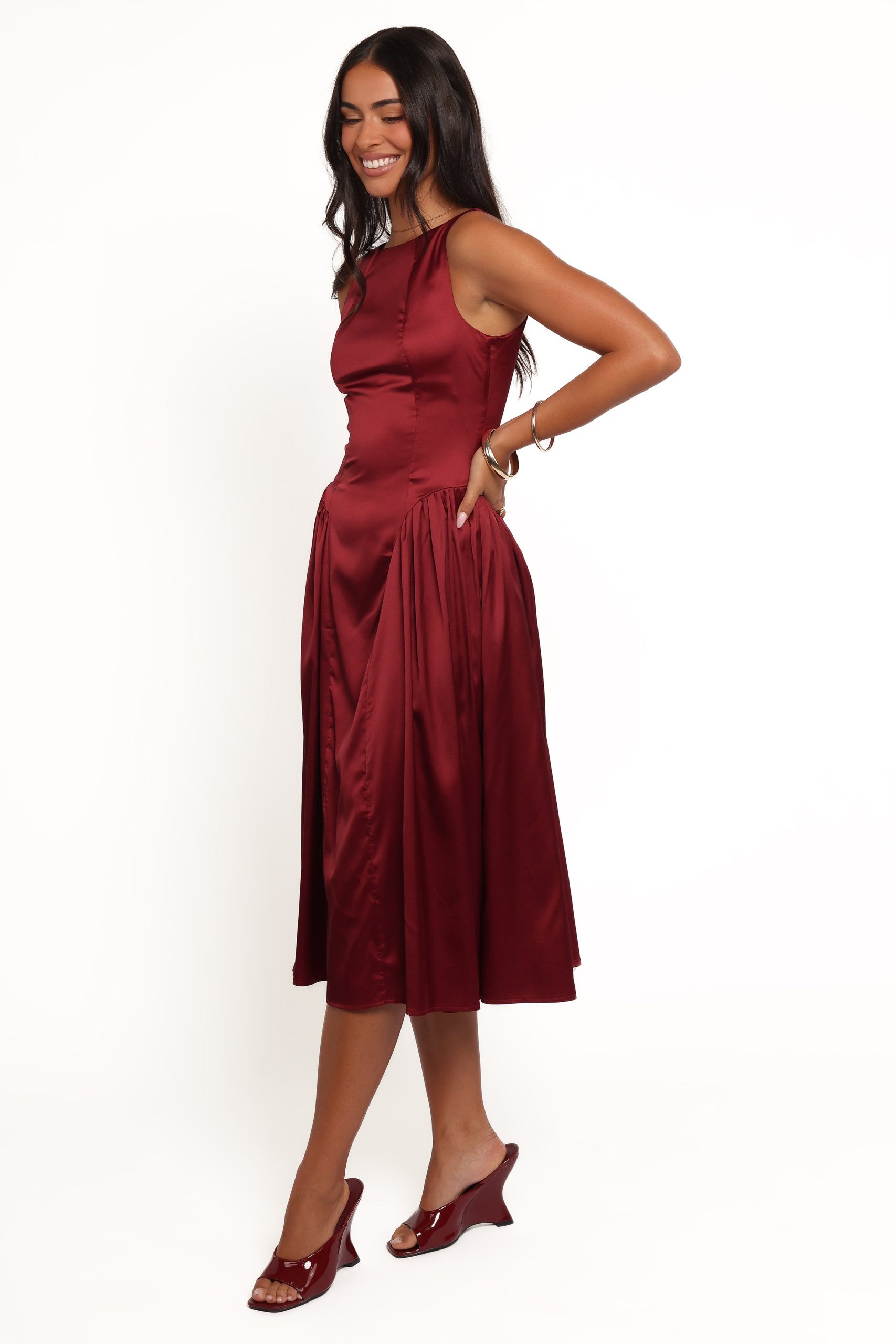 Katelyn Midi Dress - Burgundy - Image 3