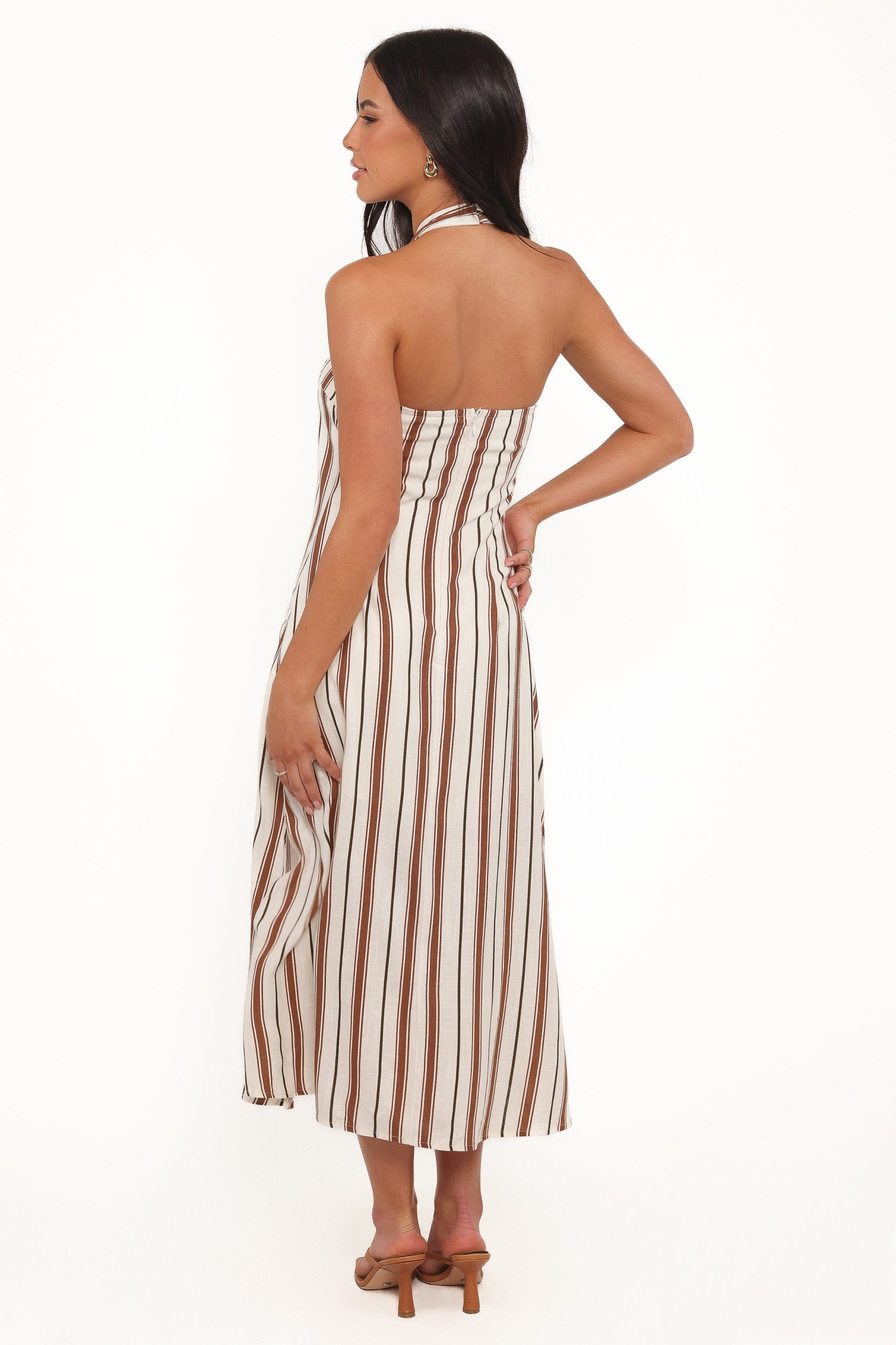 Katherine Midi Dress - Brown Stripe - Image 2