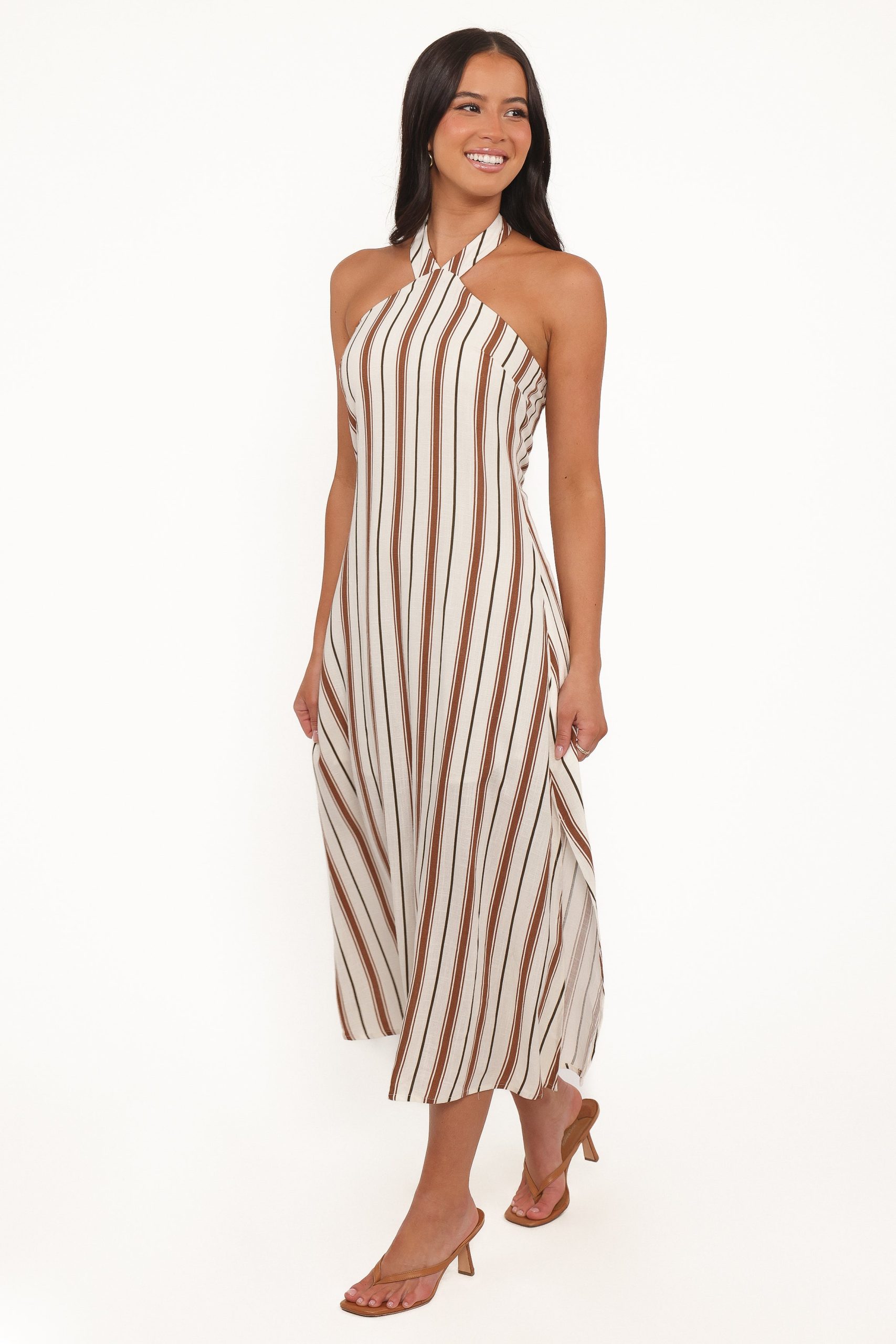 Katherine Midi Dress - Brown Stripe - Image 4
