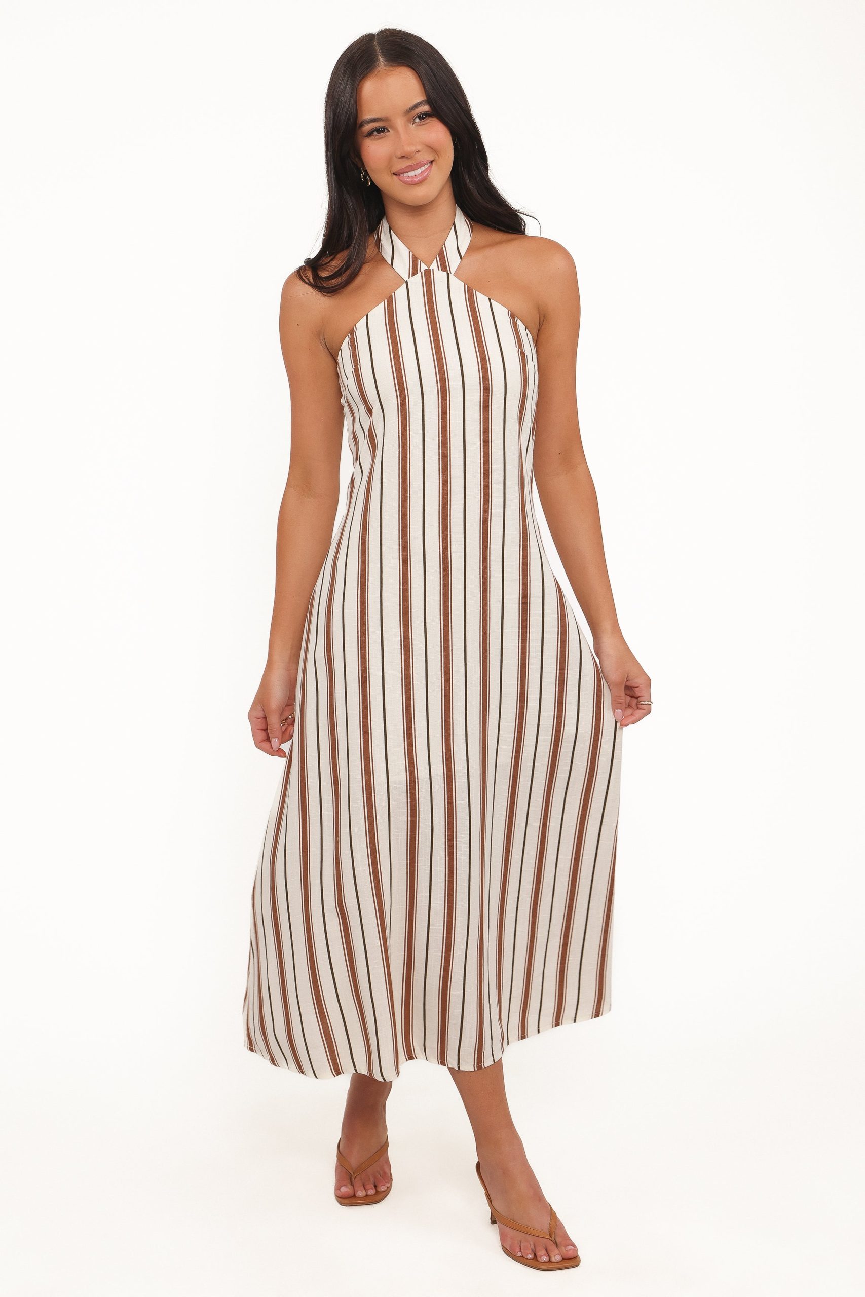 Katherine Midi Dress - Brown Stripe - Image 5