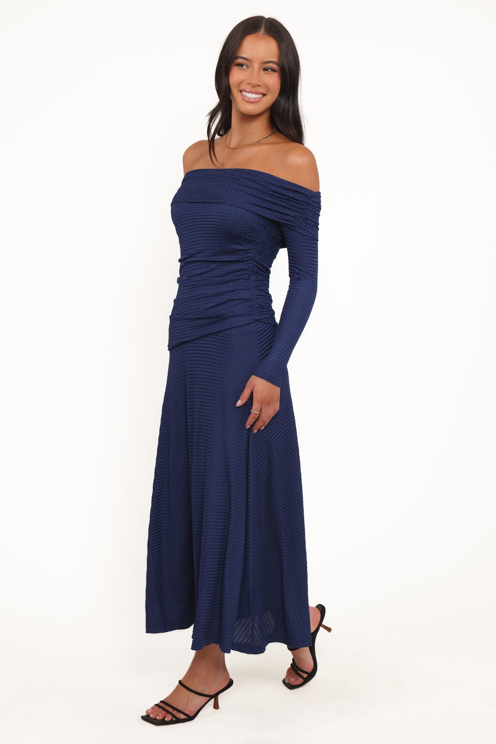 Katiya Off Shoulder Dress - Navy - Image 4