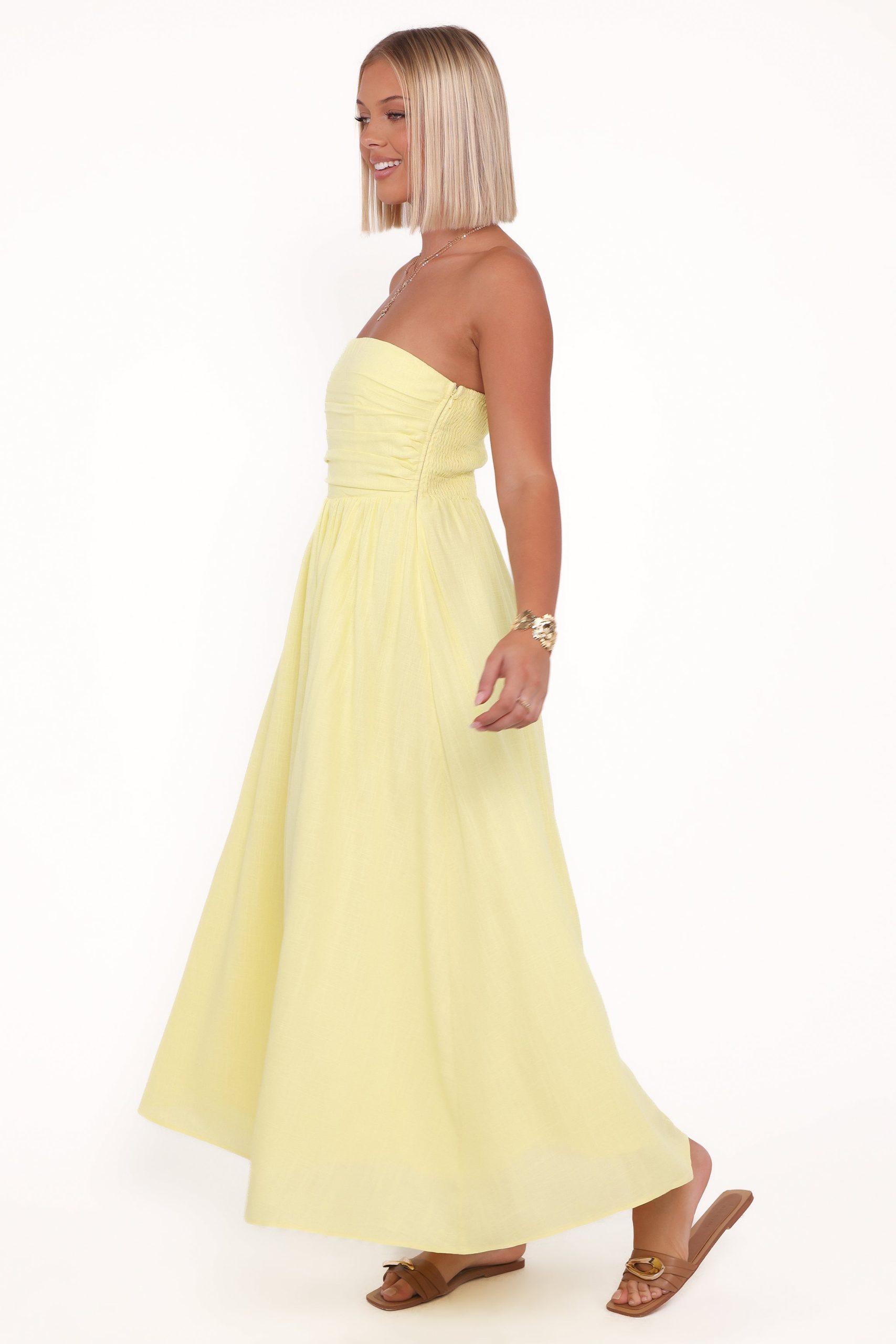 Kayt Strapless Dress - Butter Yellow - Image 4