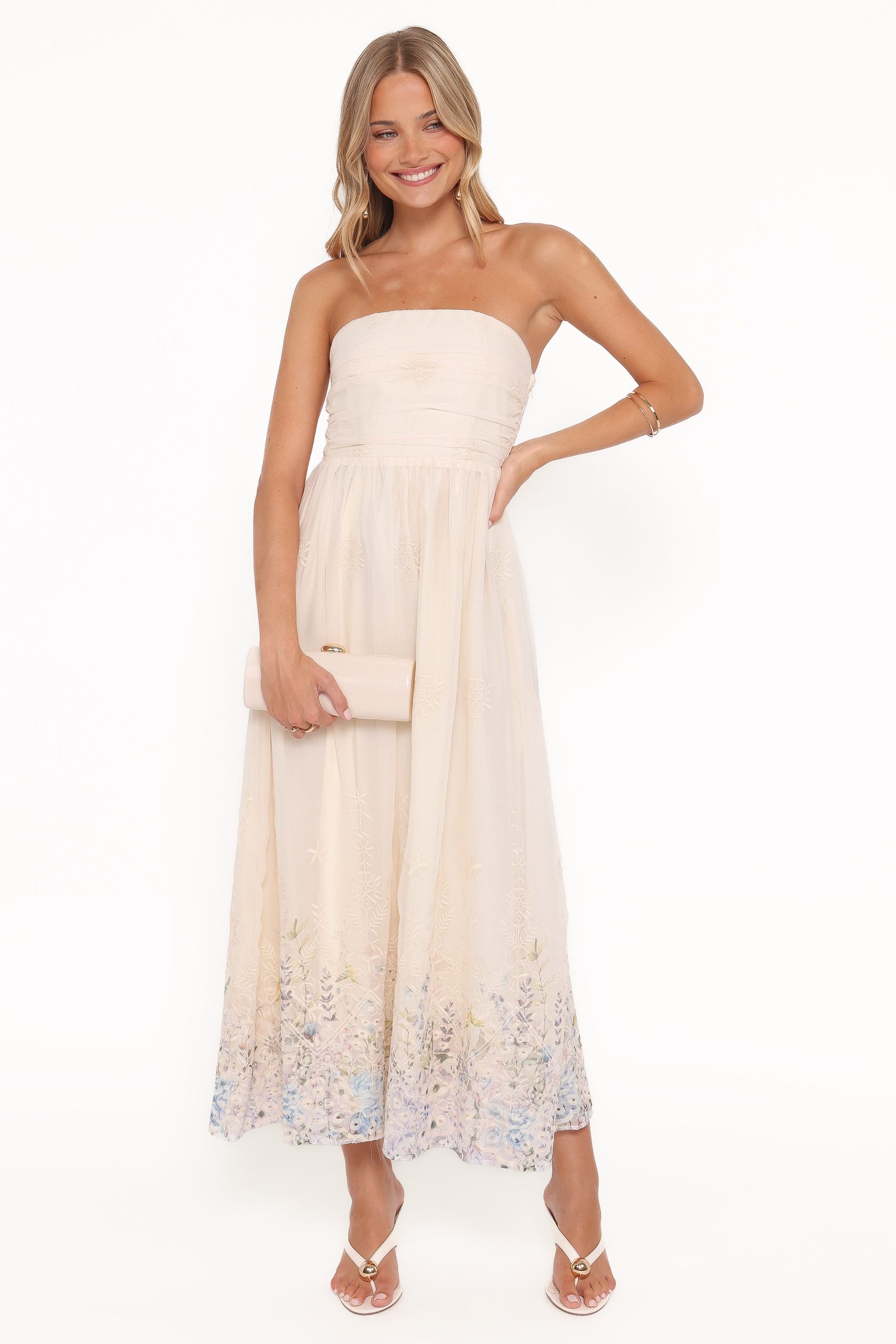 Kayt Strapless Dress - Embroidered Floral - Image 6