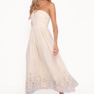 Kayt Strapless Dress - Embroidered Floral