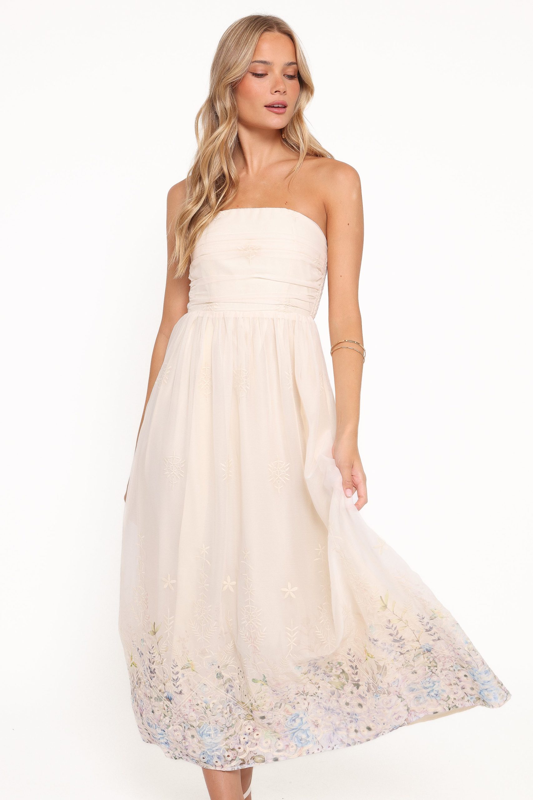 Kayt Strapless Dress - Embroidered Floral - Image 3