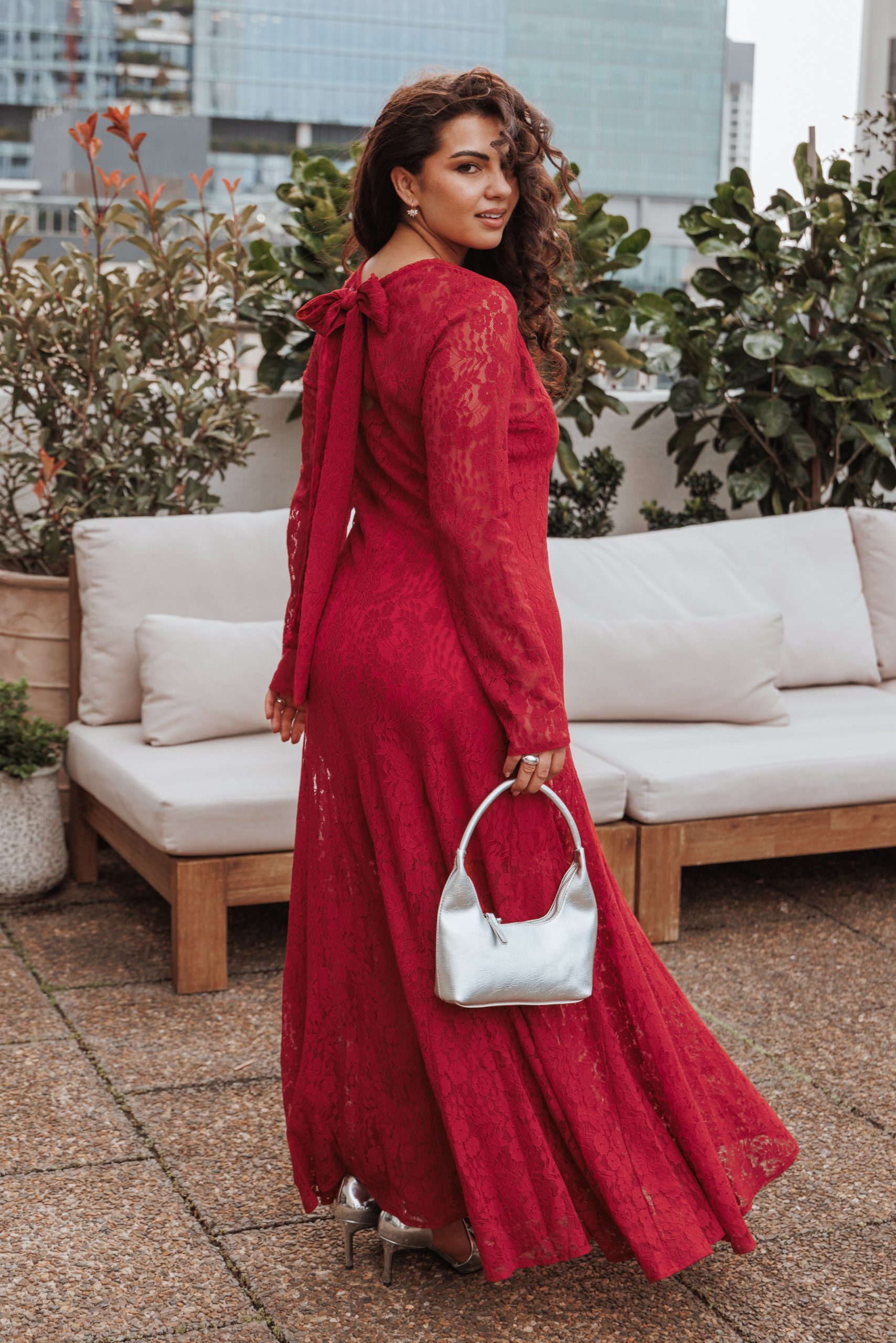 Keani Long Sleeve Maxi Dress - Red - Image 7