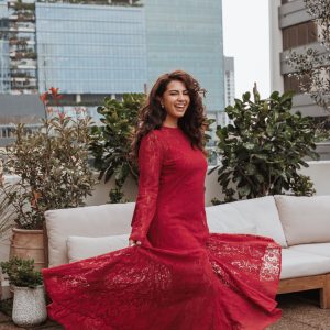 Keani Long Sleeve Maxi Dress - Red