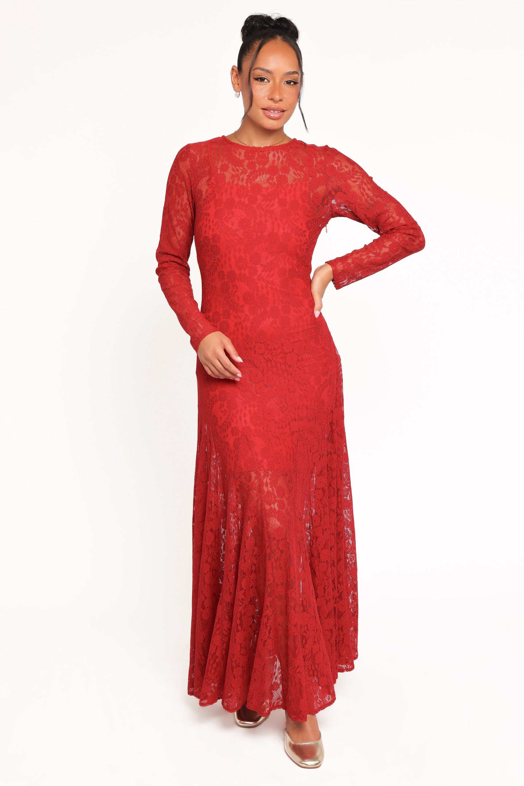 Keani Long Sleeve Maxi Dress - Red - Image 2
