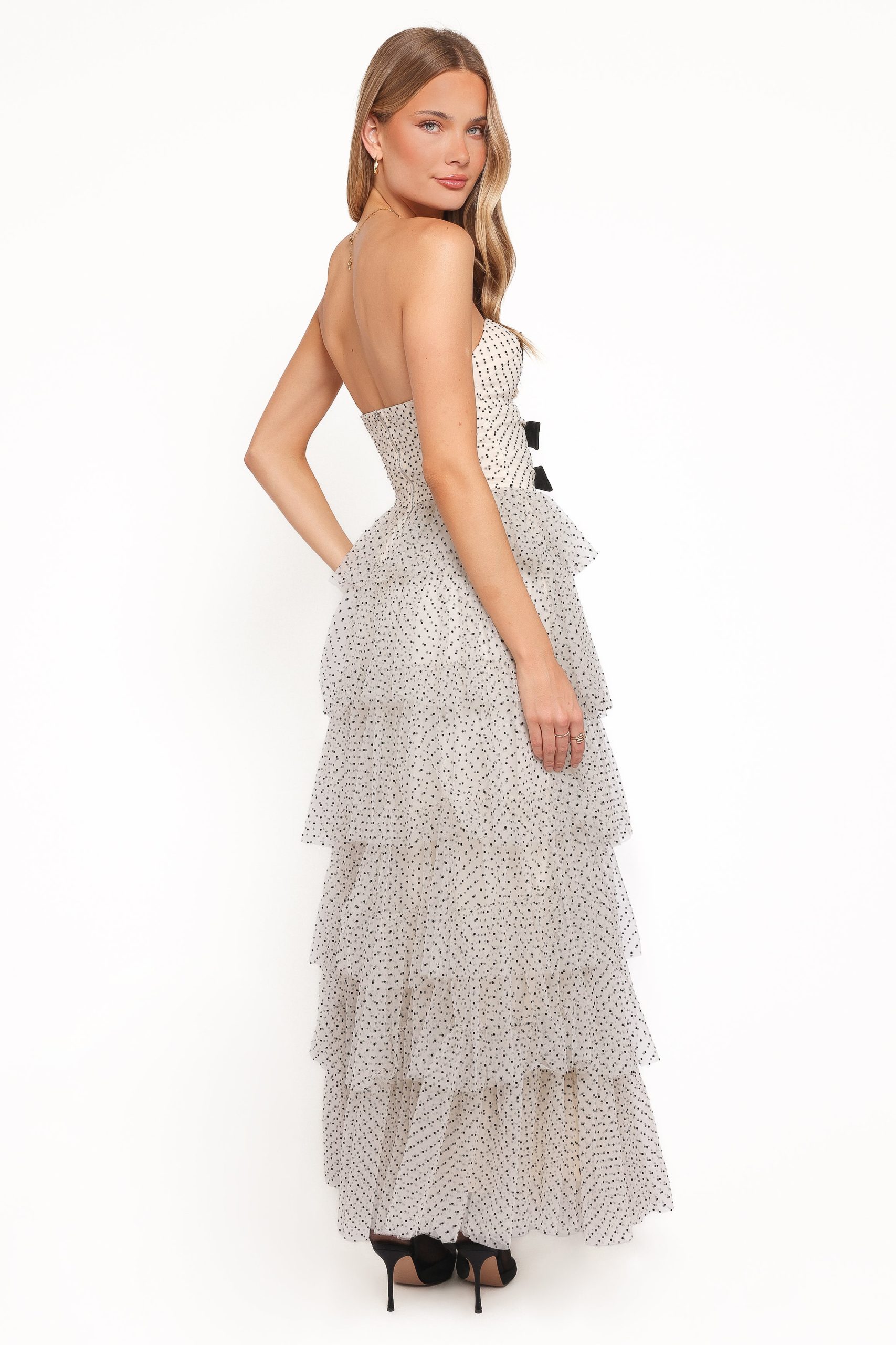 Kelari Strapless Midi Dress - Cream Polka Dot - Image 5