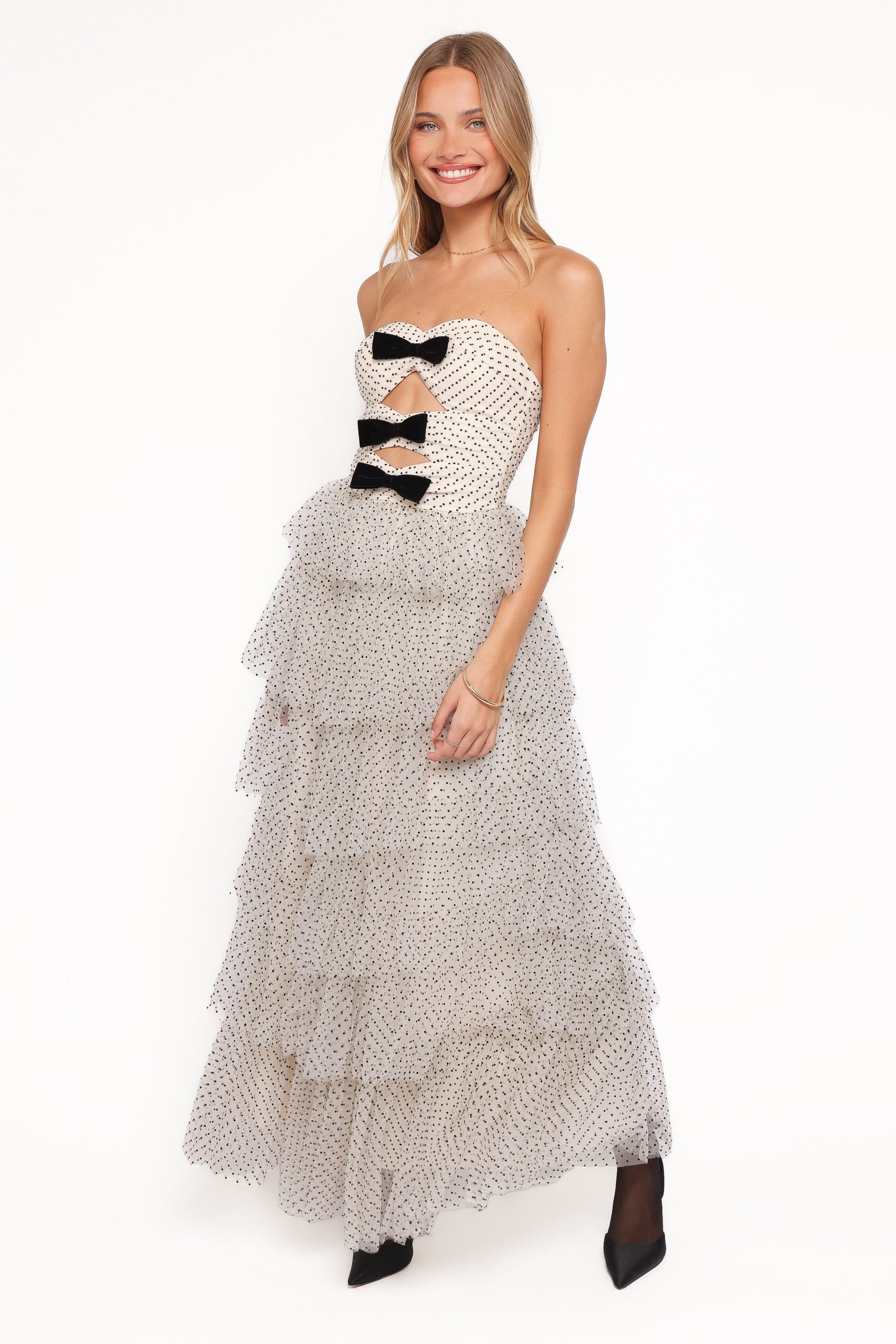Kelari Strapless Midi Dress - Cream Polka Dot - Image 4