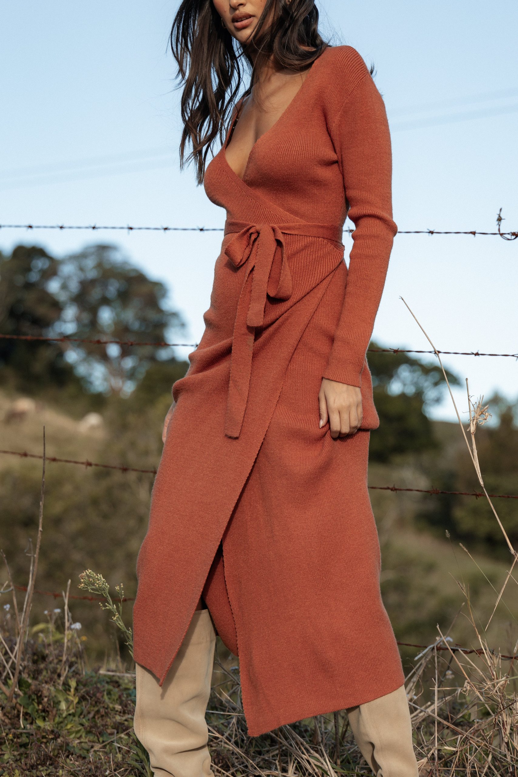 Kellan Wrap Midi Dress - Bronze - Image 2
