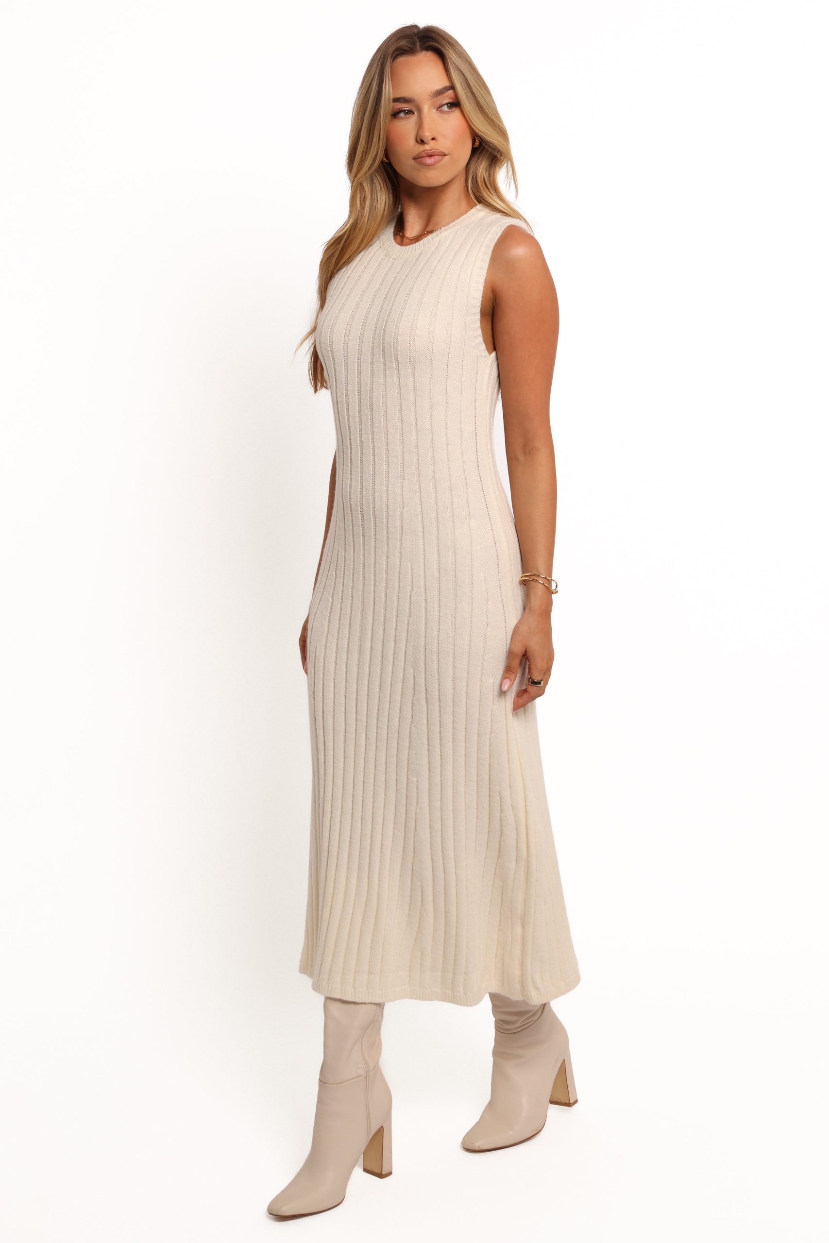 Kellie Knit Midi Dress - White - Image 3