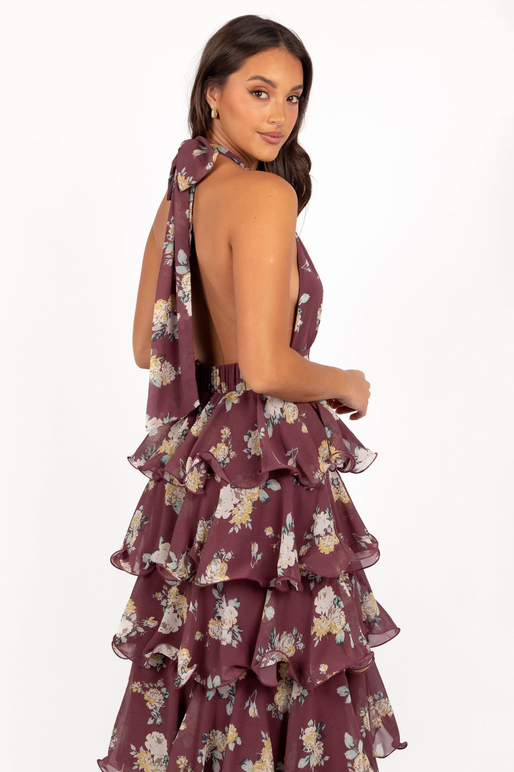 Kendall Maxi Halterneck Dress - Dark Wine - Image 2
