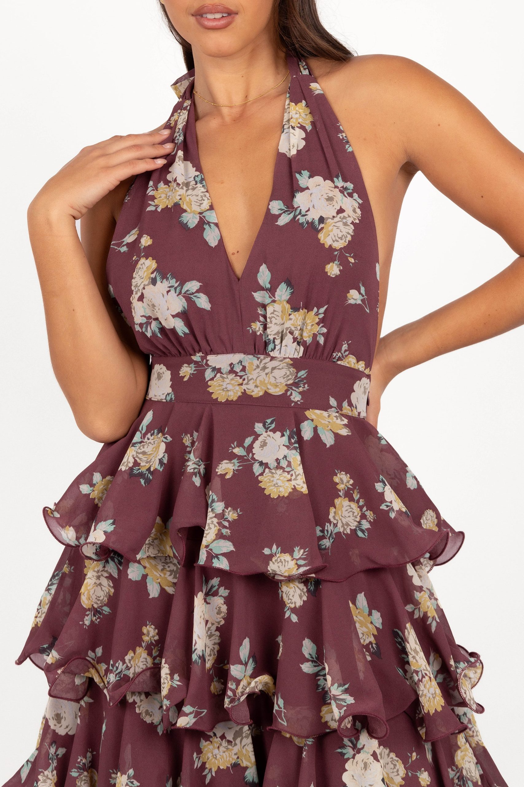 Kendall Maxi Halterneck Dress - Dark Wine - Image 6