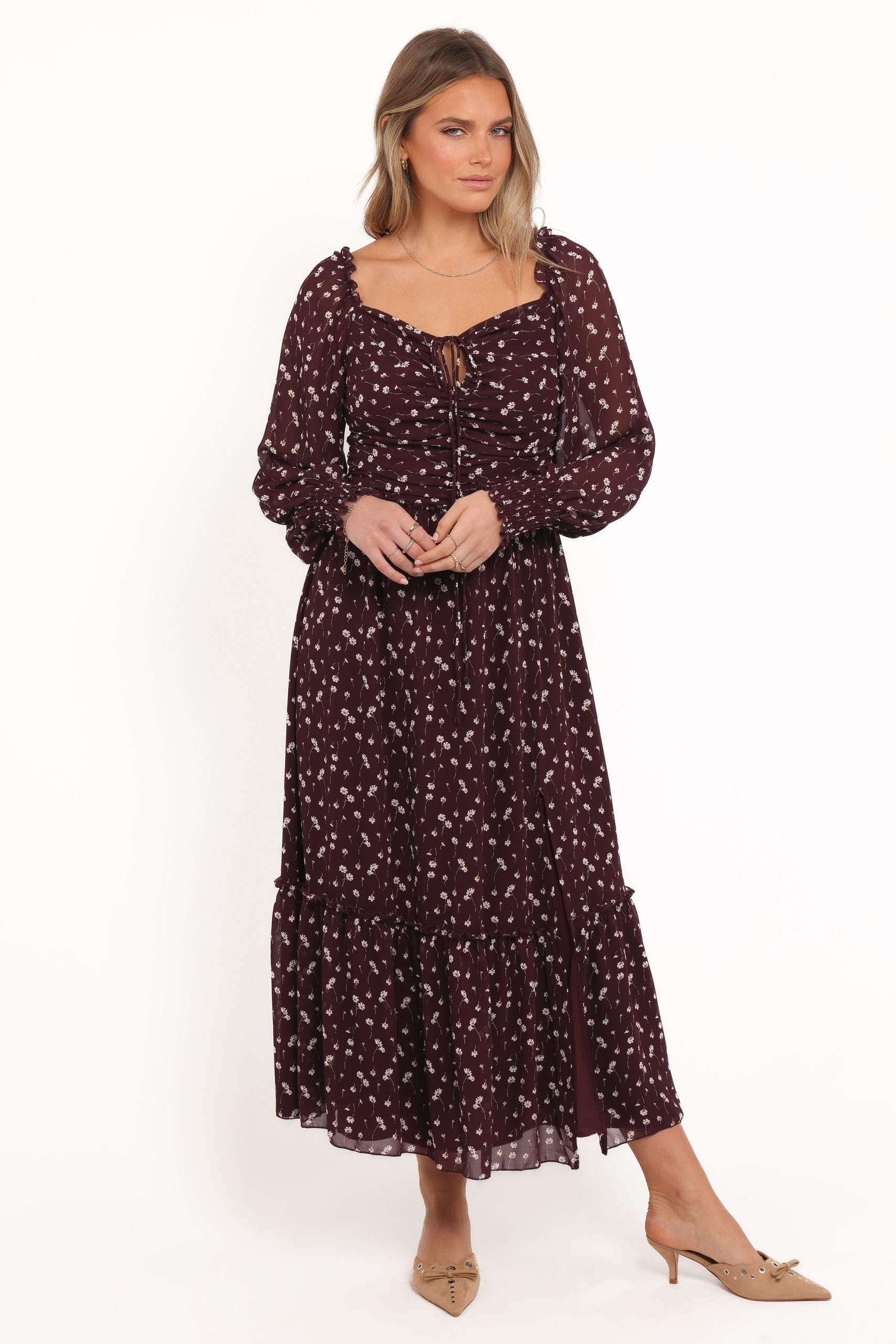 Keziah Long Sleeve Maxi Dress - Burgundy Floral - Image 7